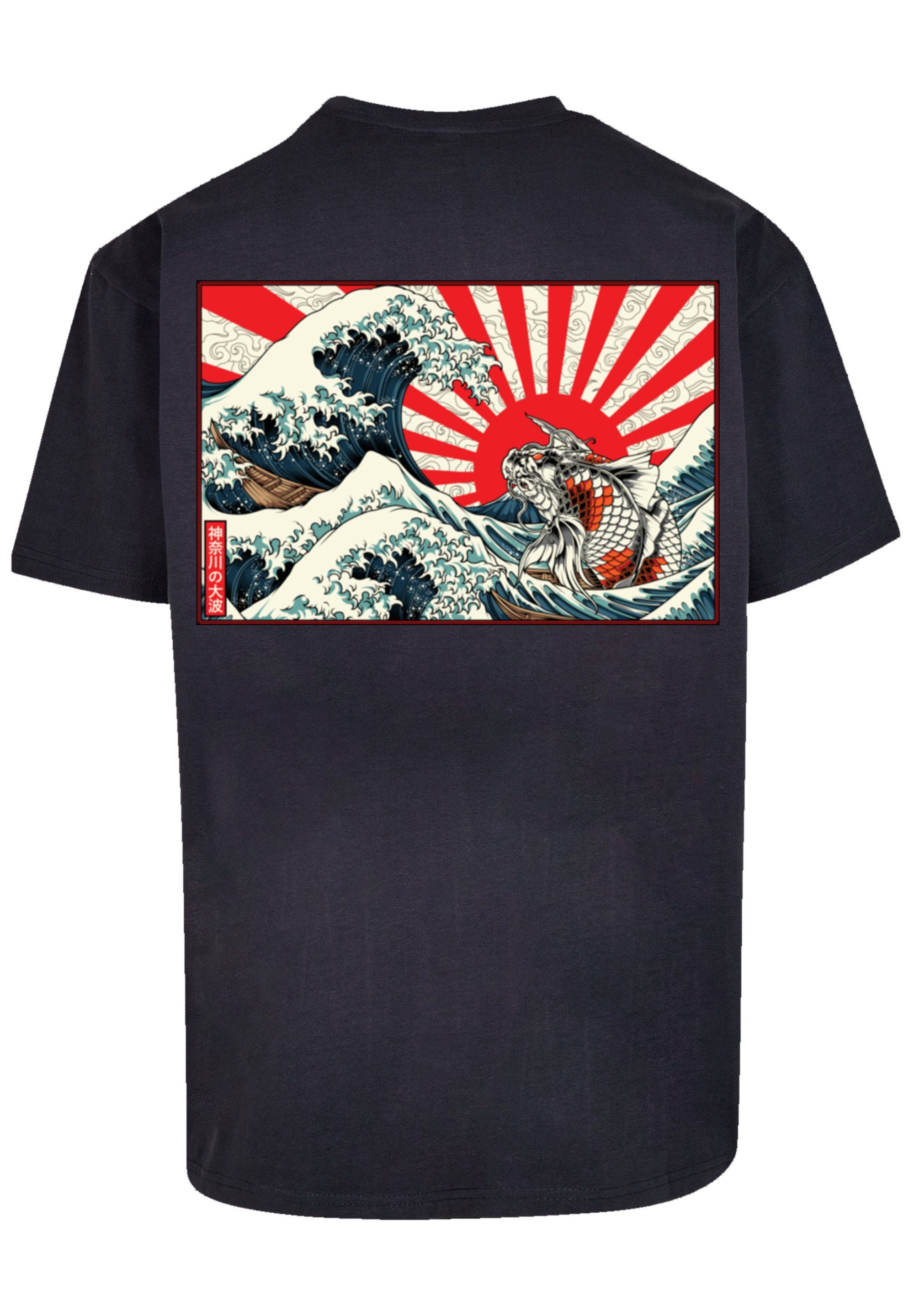 navy Japan Kanagawa Welle F4NT4STIC Print T-Shirt