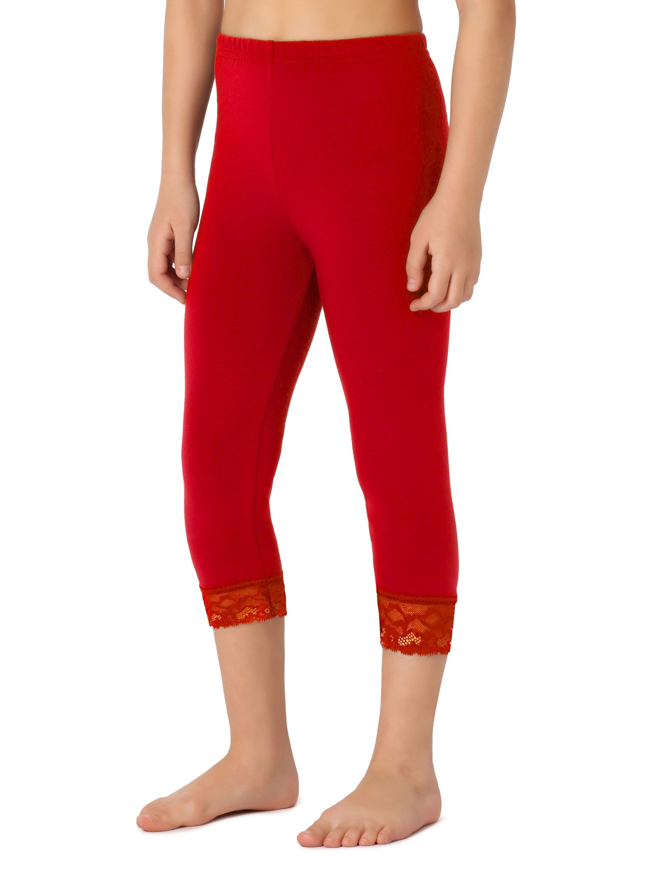 Capri Leggings Rot Style Bund (1-tlg) MS10-293 3/4 Mädchen elastischer Merry Leggings