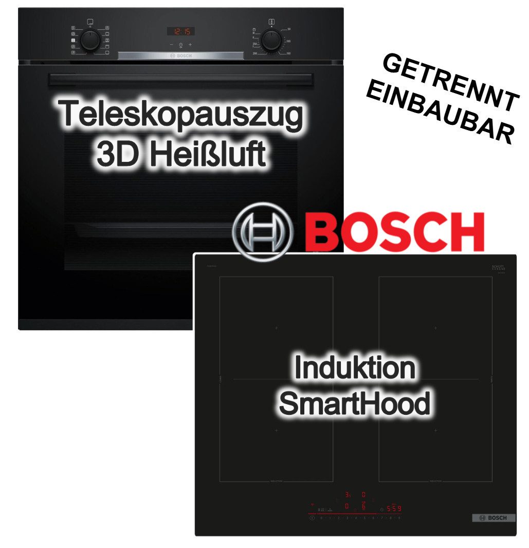 Backofen-Set Dampf Backofen Hydrolyse Auszug + Flex Induktionskochfeld autark 60cm