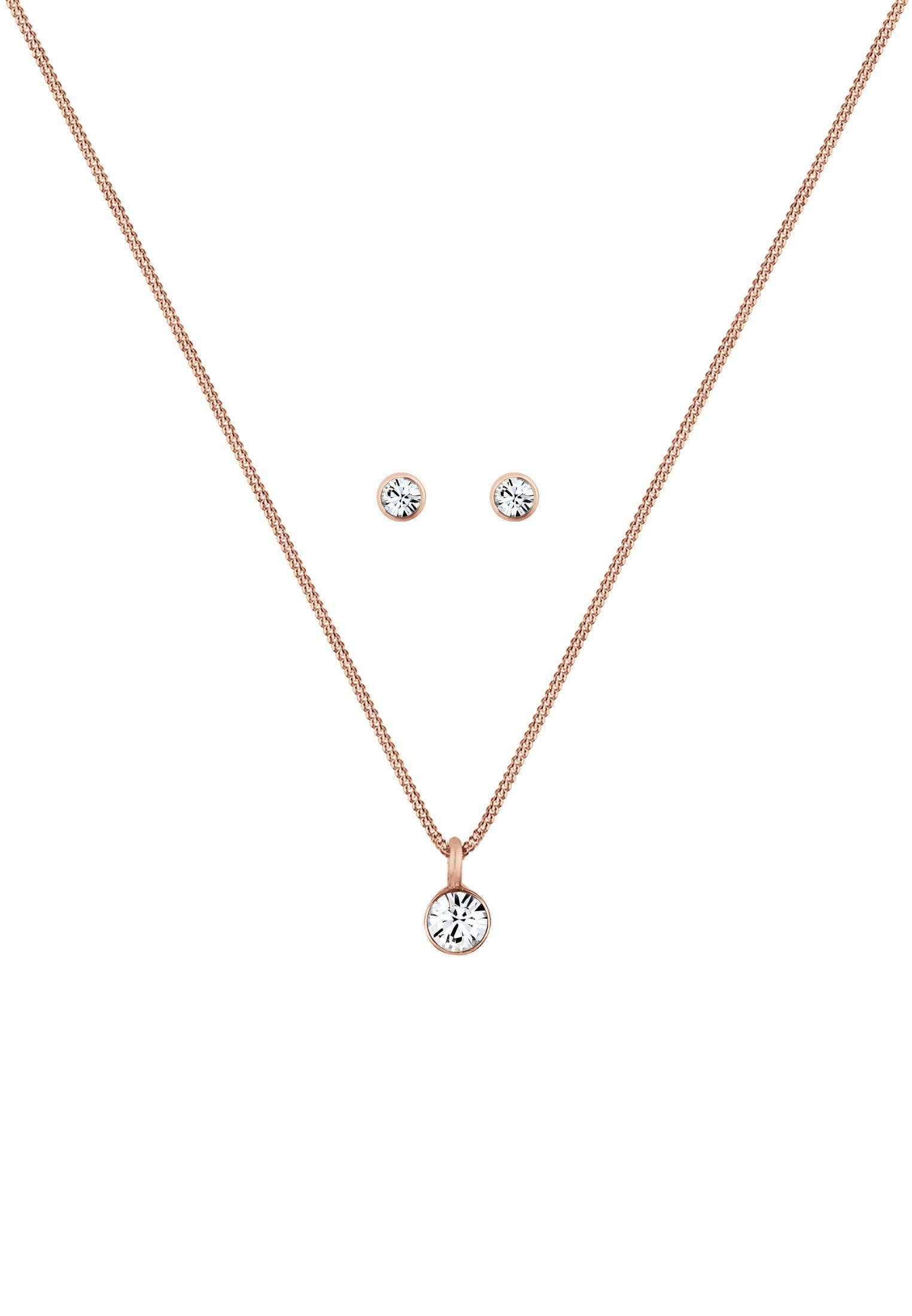 Elli Schmuckset Kette Stecker Weiß 925 Sterling Silber, mit Kristallen von Swarovski®