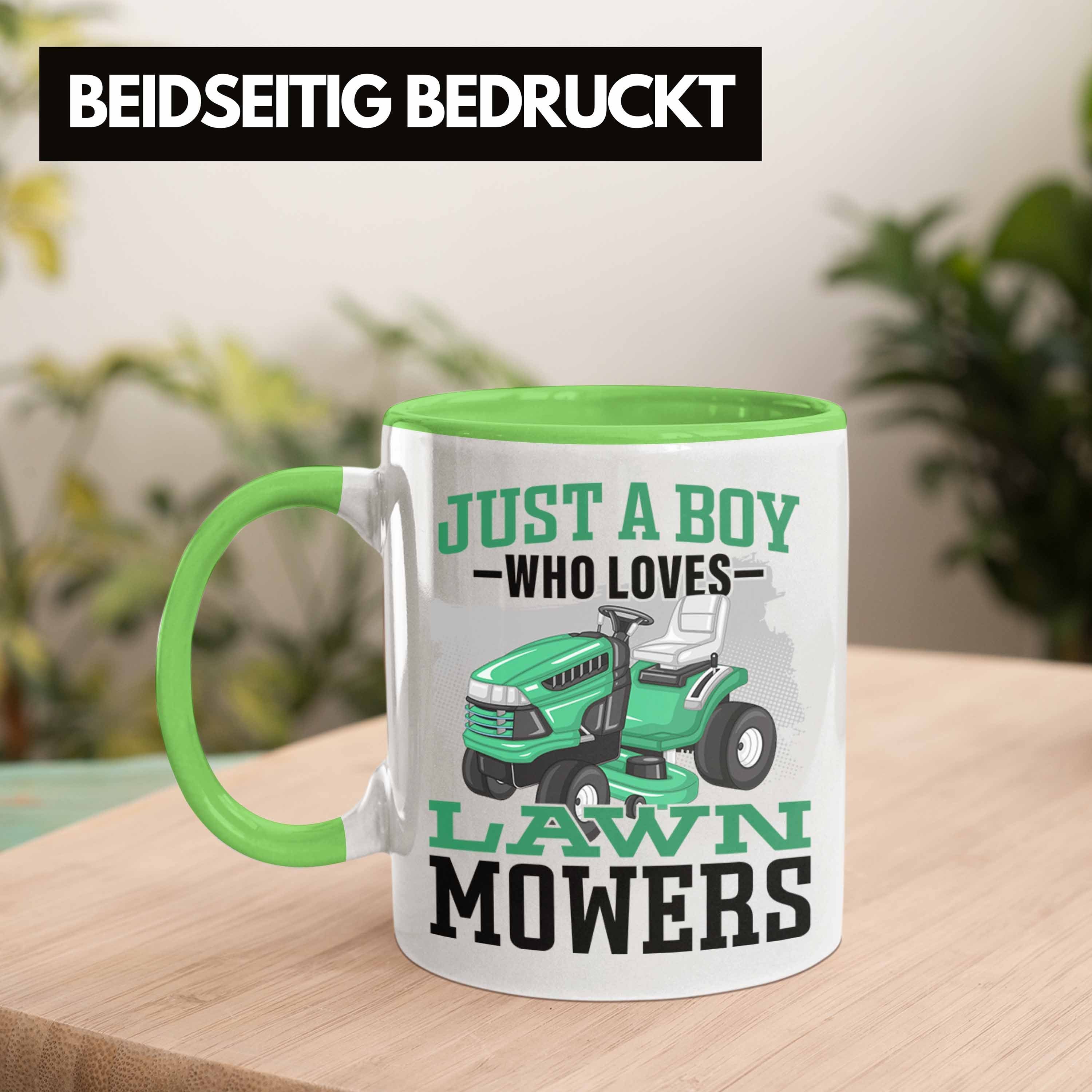 Geschenk Hobbygärt Liebhaber Tasse Rasenmäher Grün für Tasse Geschenkidee Gärtner Trendation