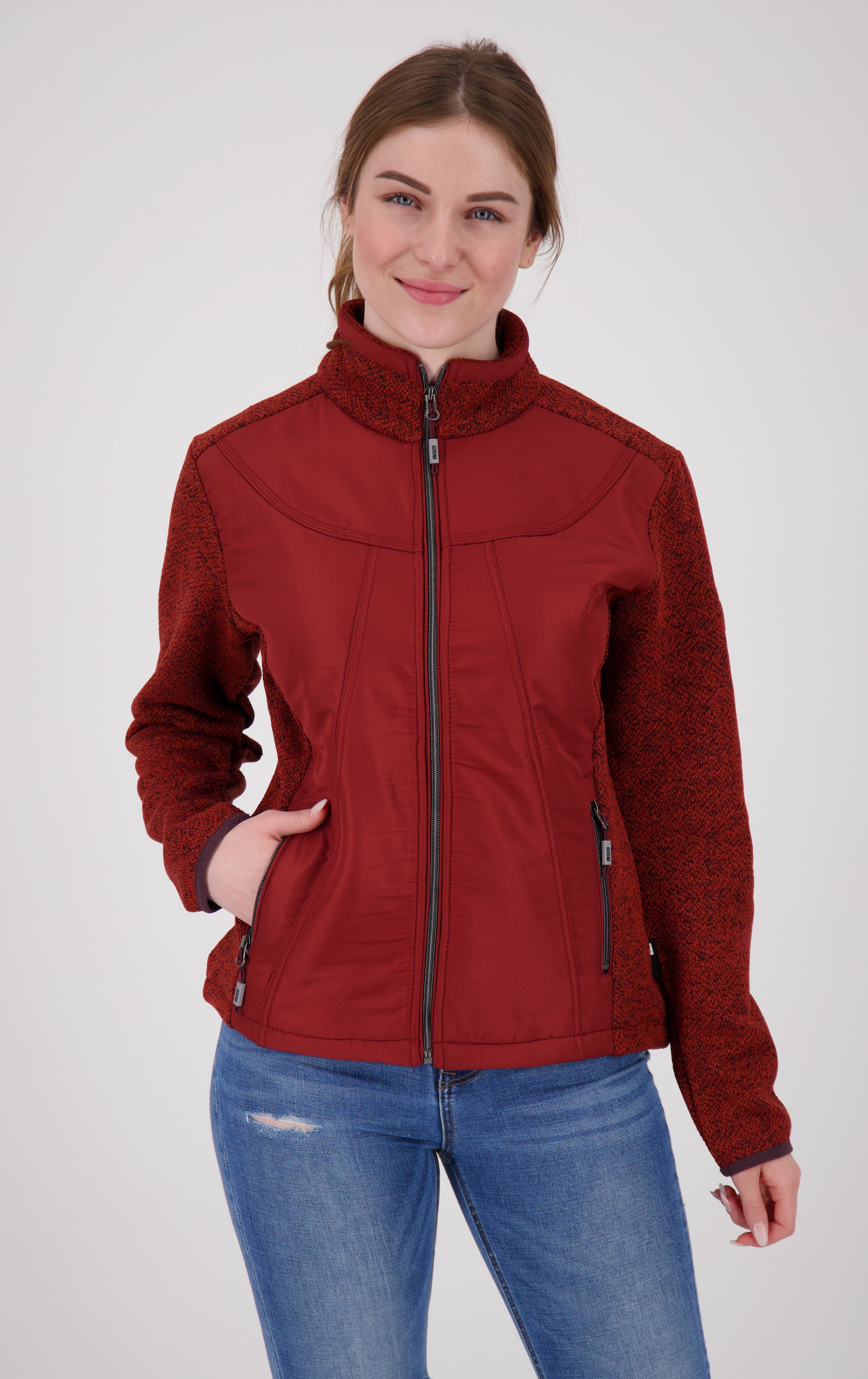 DEPROC Active Strickfleecejacke LAKE RODELL WOMEN CS in edler Melangeoptik red