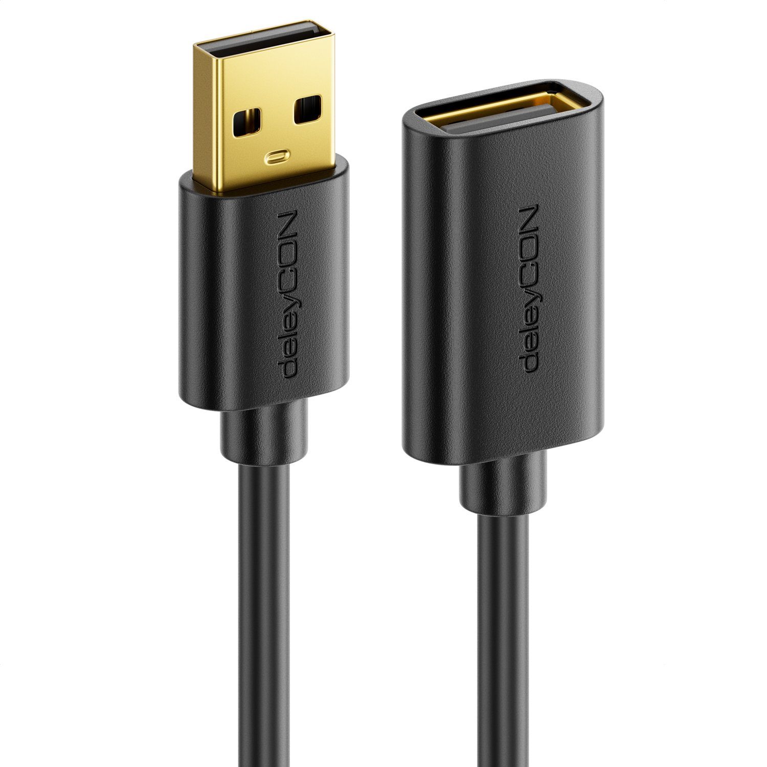 deleyCON deleyCON 2m USB 2.0 Verlängerungskabel USB-A auf USB-A - Schwarz USB-Kabel – Bild 4 von 5