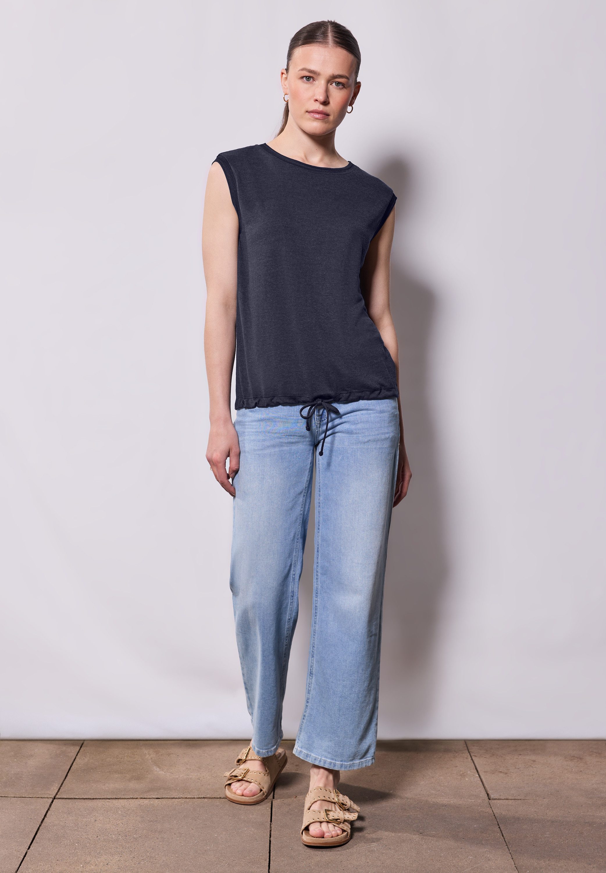 STREET ONE STUDIO T-Shirt mit Elastiksaum und Tunnelzug