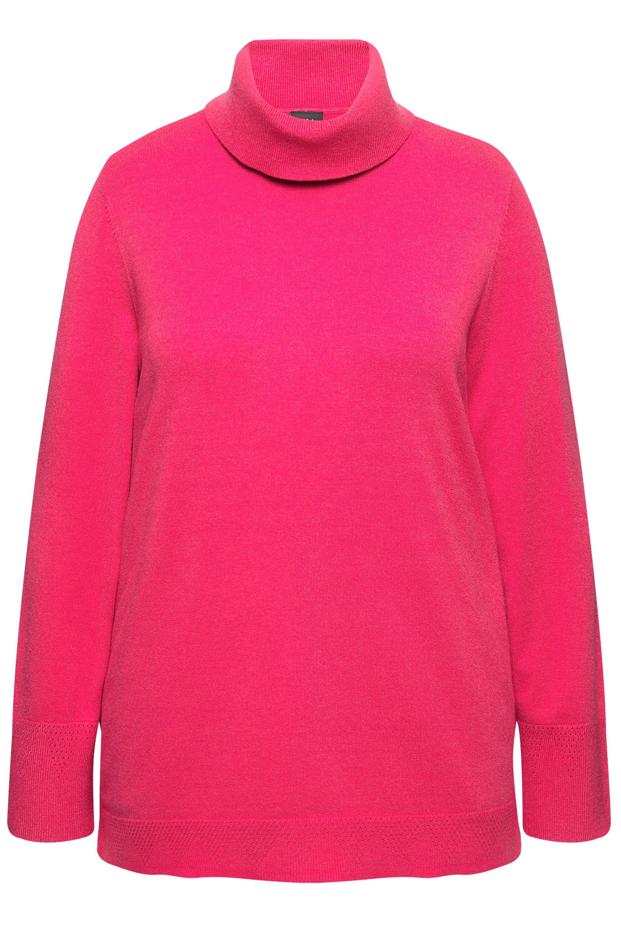 Ulla Popken Strickpullover Rollkragenpullover breite Rippbündchen Langarm günstig online kaufen