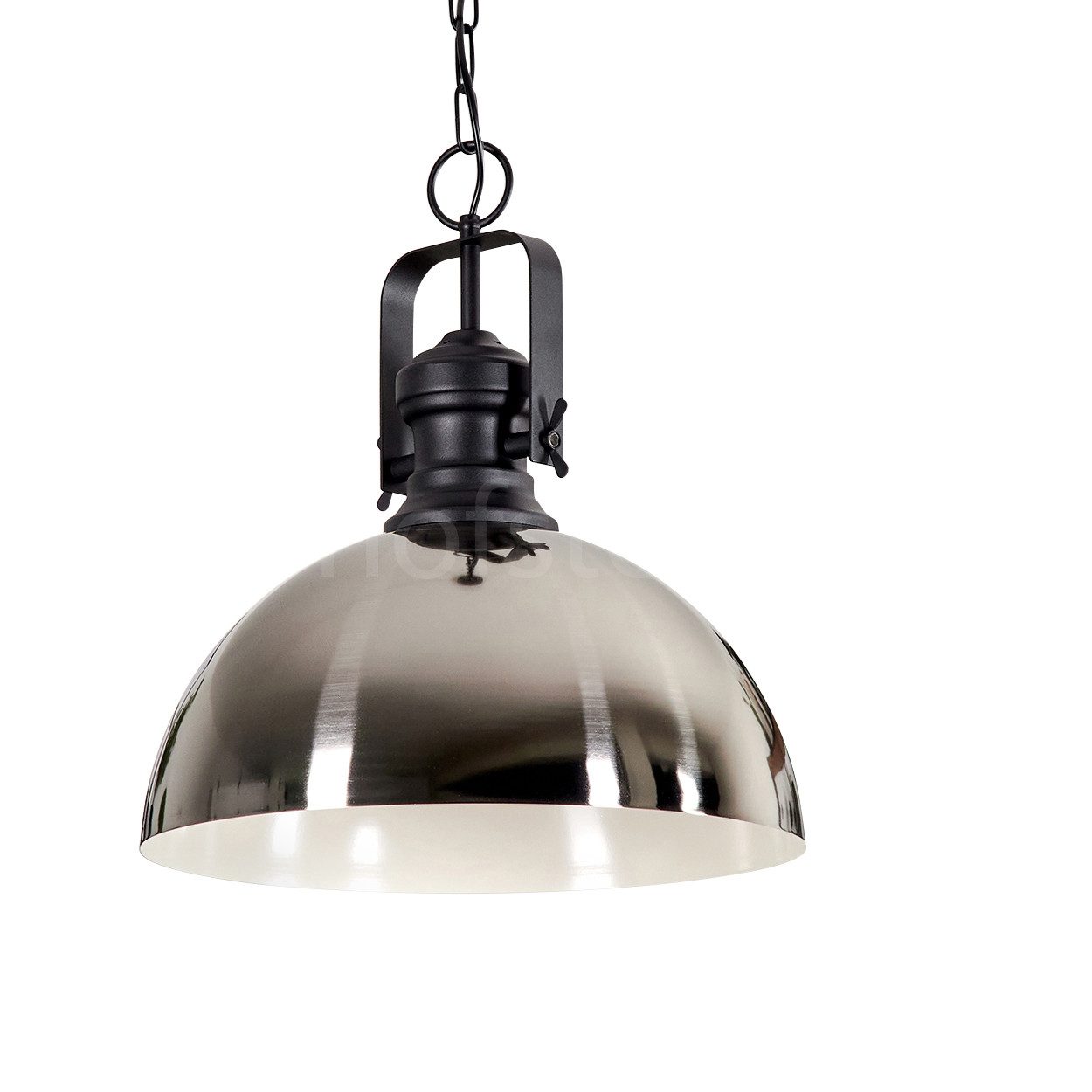 hofstein Hängeleuchte moderne Hängelampe aus Metall in Schwarz/Nickel-matt/Cremefarben, ohne Leuchtmittel, mit rundem Schirm Ø40cm, 1x E27, ohne Leuchtmittel