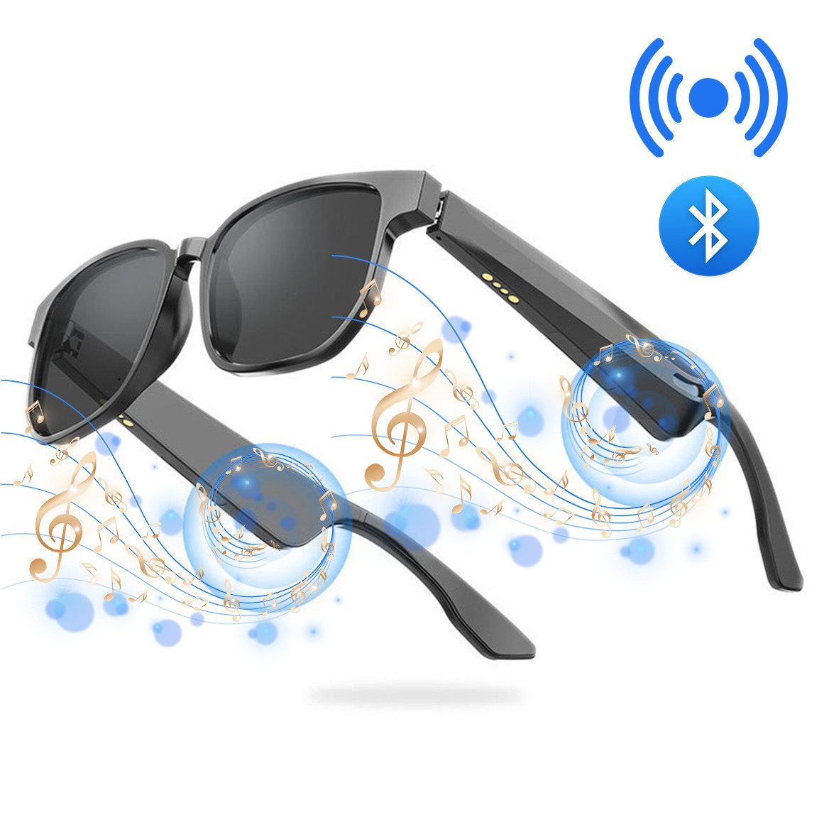 MOPUEA Sonnenbrille Smart Sonnenbrille mit Bluetooth, Lautsprecher und Mikrofon (1-St., Polarisierte Gläser mit UV-Schutz) Freihändiges Telefonieren für Männer & Frauen