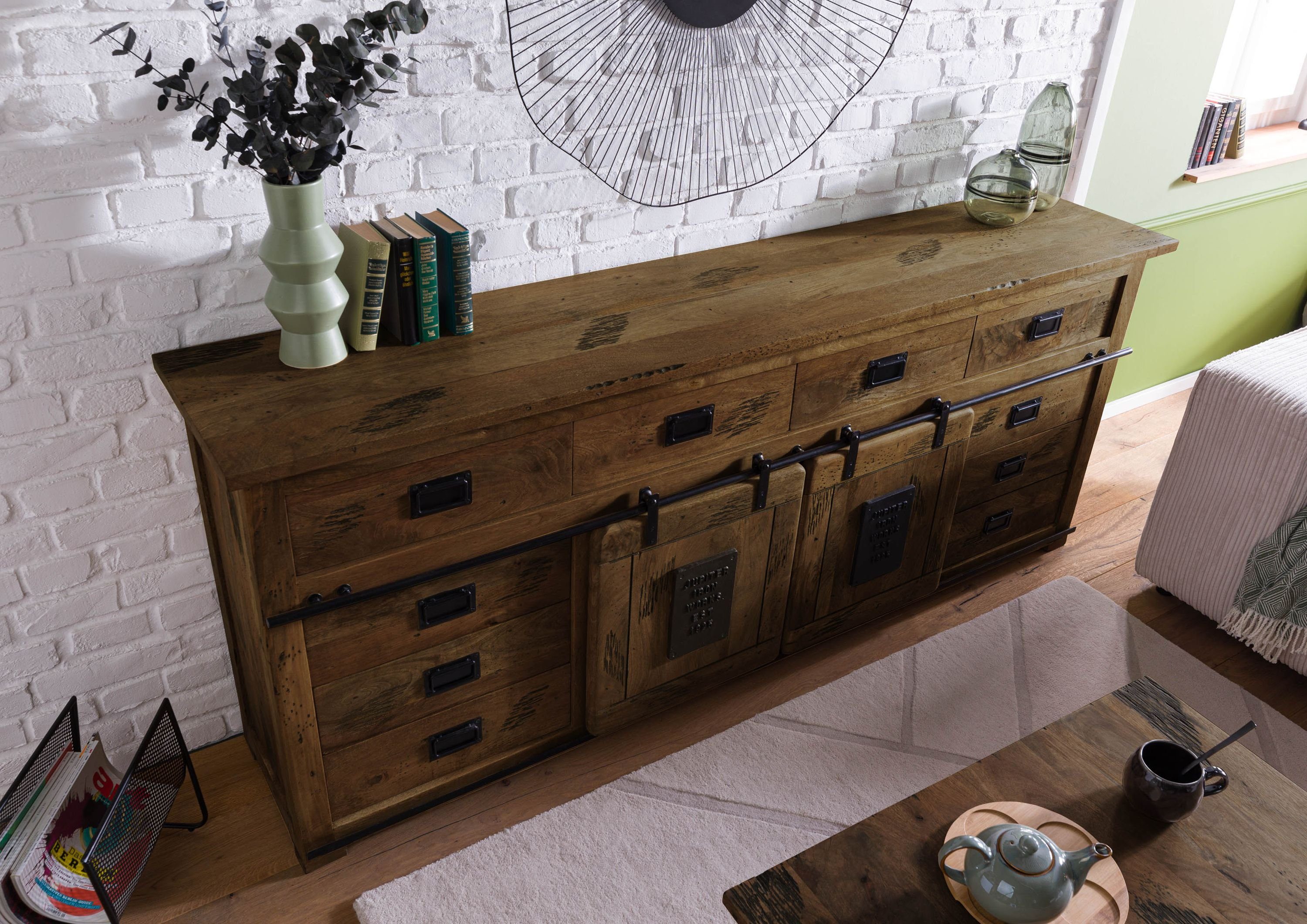 Massivmoebel24 Sideboard (Sideboard Mango 220x45x90 braun günstig online kaufen