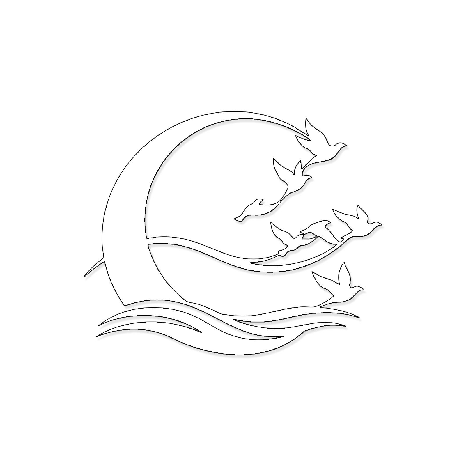 Jumpeak Wanddekoobjekt Wanddekoration “Mond und Vögel”, Meereswellen,Abstrakt,Linienkunst, Metall, 4 Farben, 2Größen, Wanddekoration für das Wohnzimmer,Ruhe