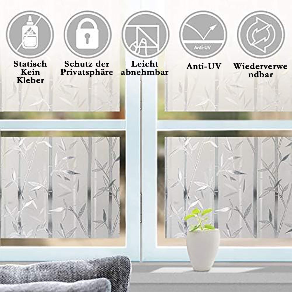 zggzerg Sichtschutzfolie 3D Fensterfolie Sichtschutzfolie Bambus Muster 45x200cm