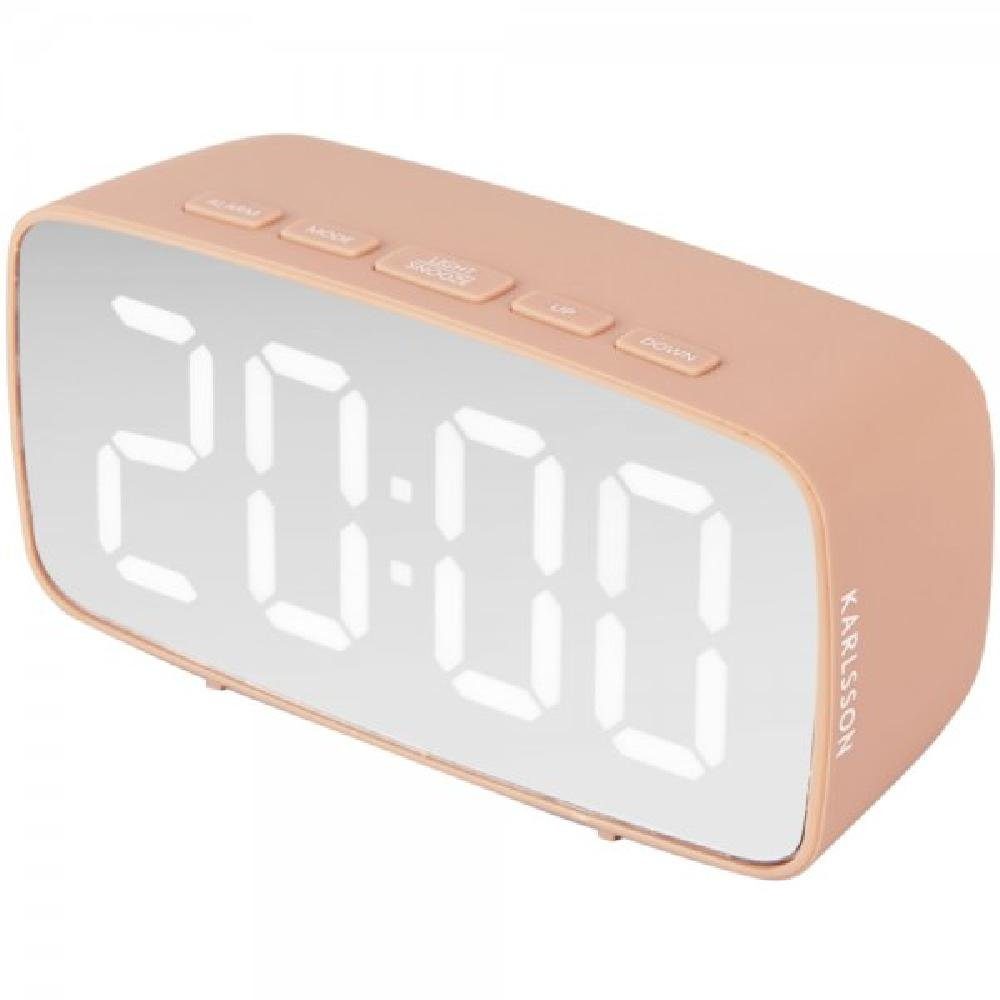 Karlsson Uhr Wecker Silver Mirror LED Oval Faded Pink