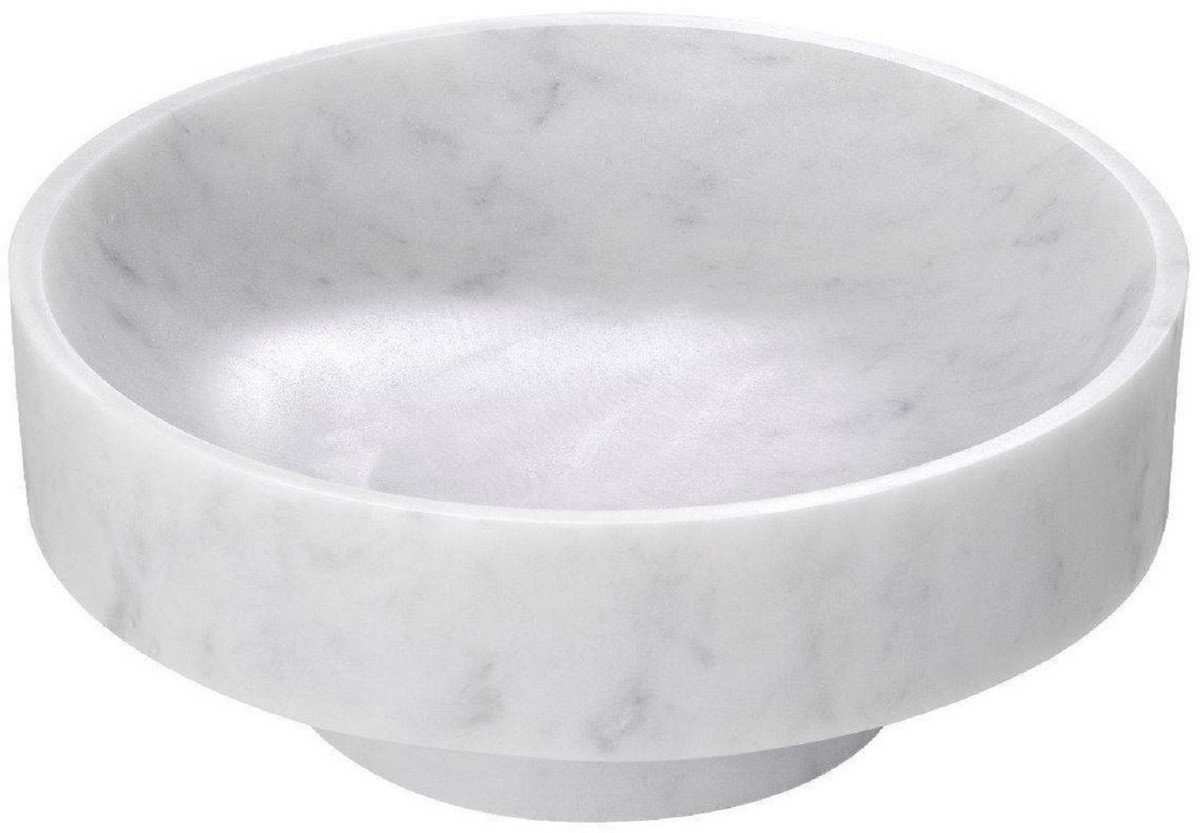 Casa Padrino Dekoobjekt Luxus Schale Carrara 13 Weiß Runde H. Schüssel Deko Marmor Accessoires - x Deko hochwertigem - 33 aus Luxus cm Ø