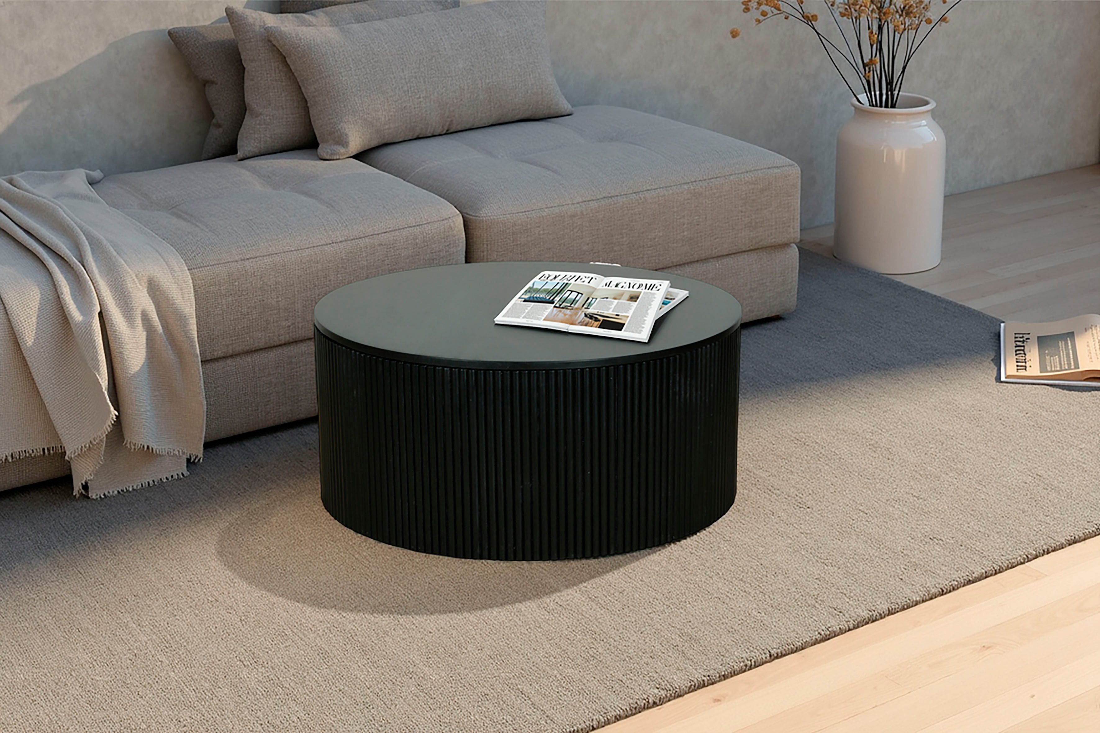 byLIVING Couchtisch OWEN, Schwarz, Tischplatte zum Abnehmen, Stauraum, Breite: 40 oder 80 cm