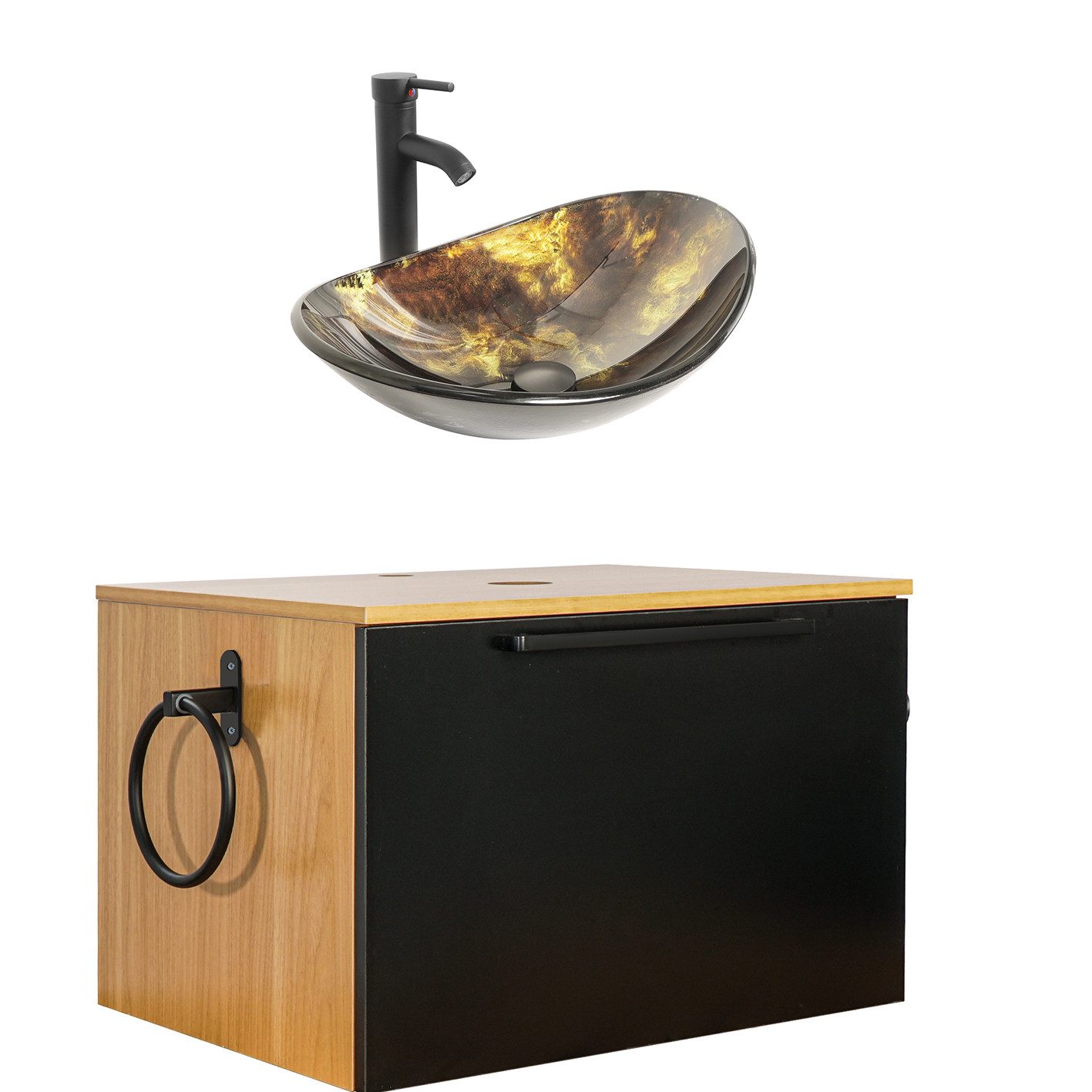 Puluomis Badezimmer-Set Waschbeckenunterschrank 60cm mit Waschbecken, (mit günstig online kaufen