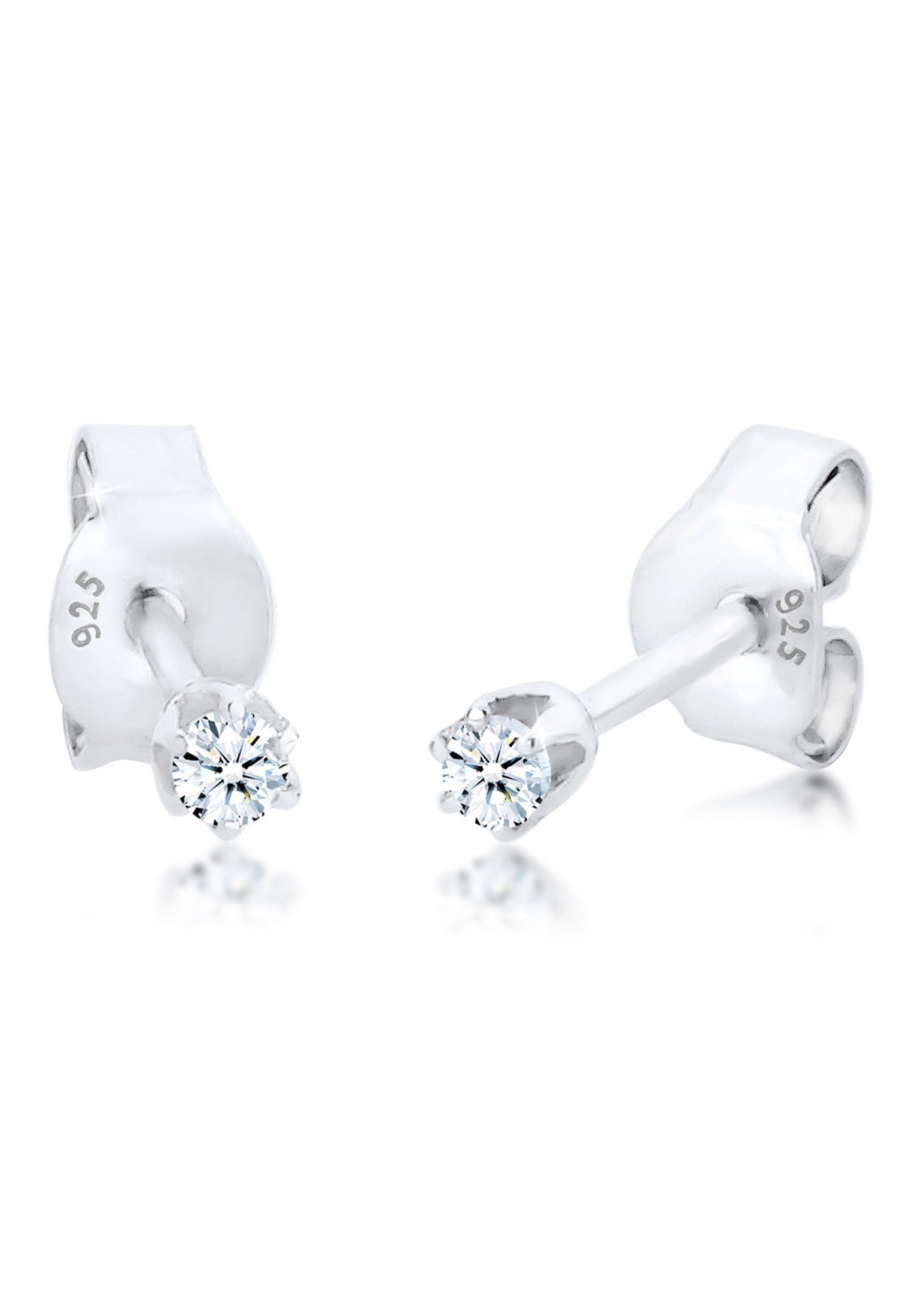 Elli DIAMONDS Paar Ohrstecker Stecker Diamant 0.06 ct. Solitär 925 Silber,  Luxuriöser Ohrschmuck im klassischen Design