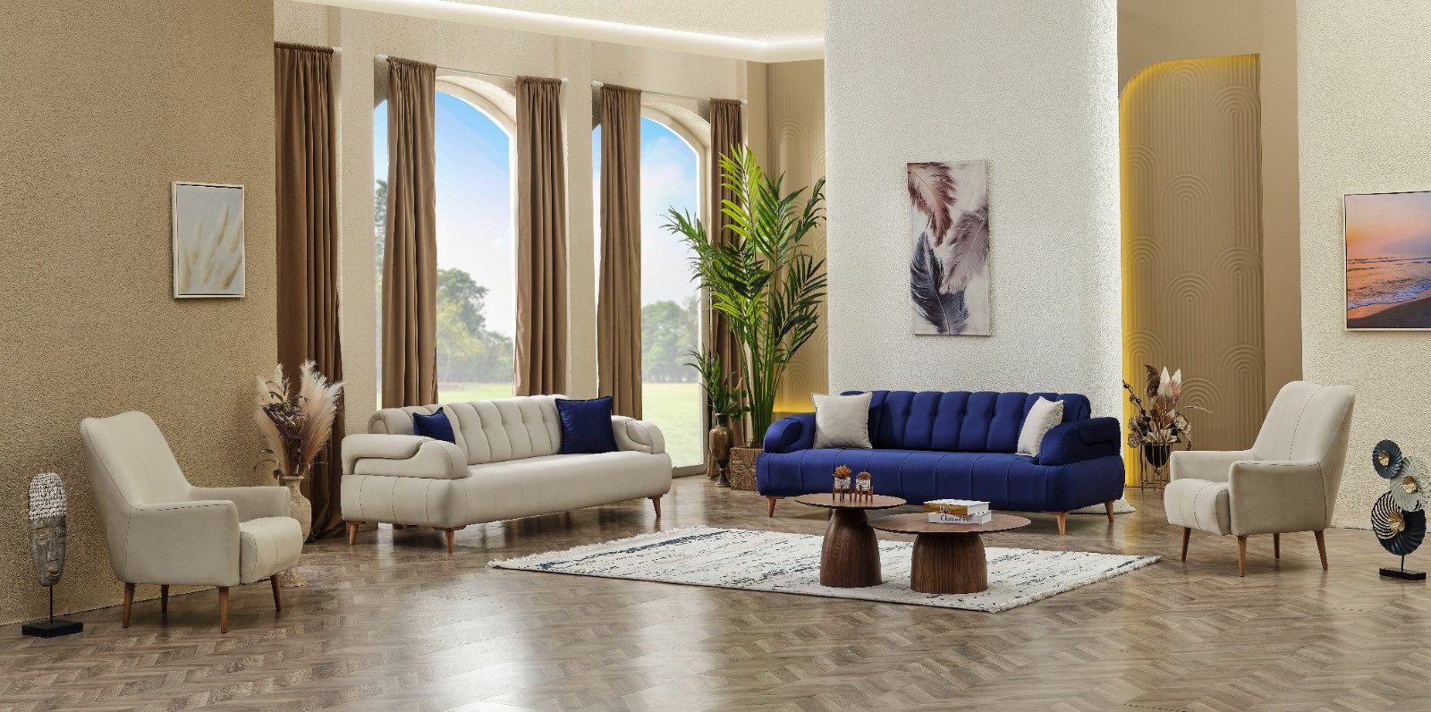 Nobelaa Sofa Sitzgruppe/Sofa Set - Wohnzimmergarnitur "Aluna" 3+3+1+1