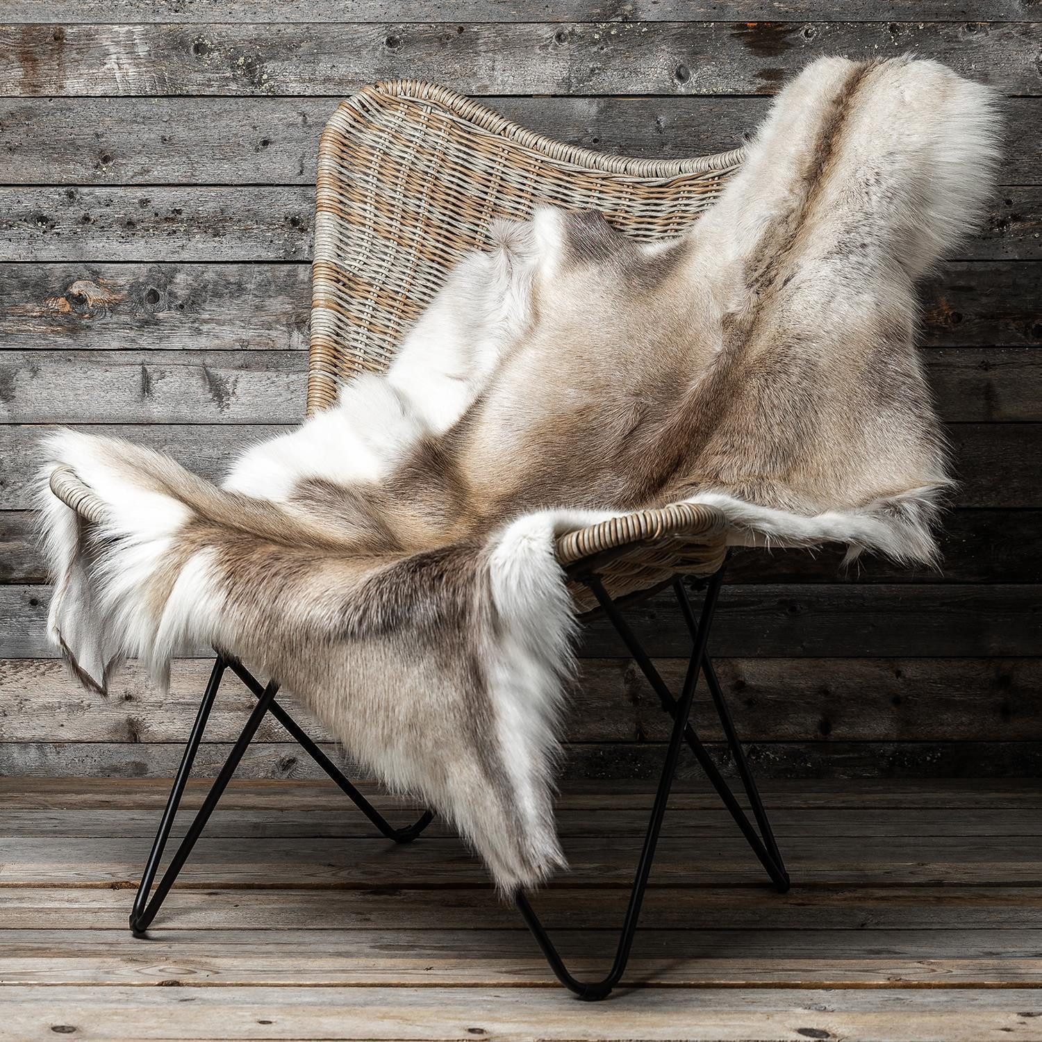 Livorio Fellteppich Rentierfell, hell-dunkel, Größe XL, Länge: 140-145 cm, günstig online kaufen