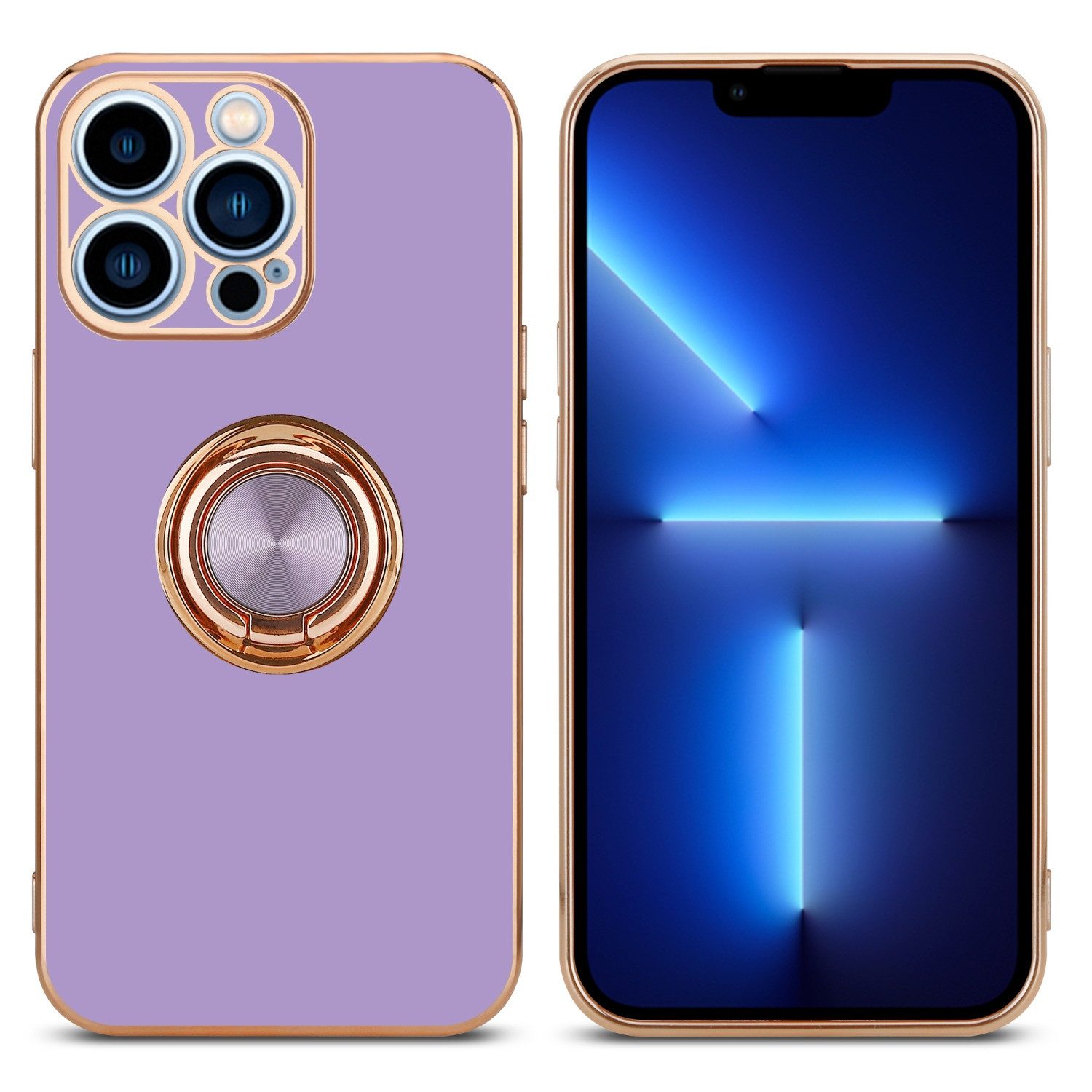 Cadorabo Handyhülle für iPhone 13 PRO MAX Hülle Apple iPhone 13 PRO MAX, Schutzhülle - TPU Silikon Hülle - mit Kameraschutz und Ring
