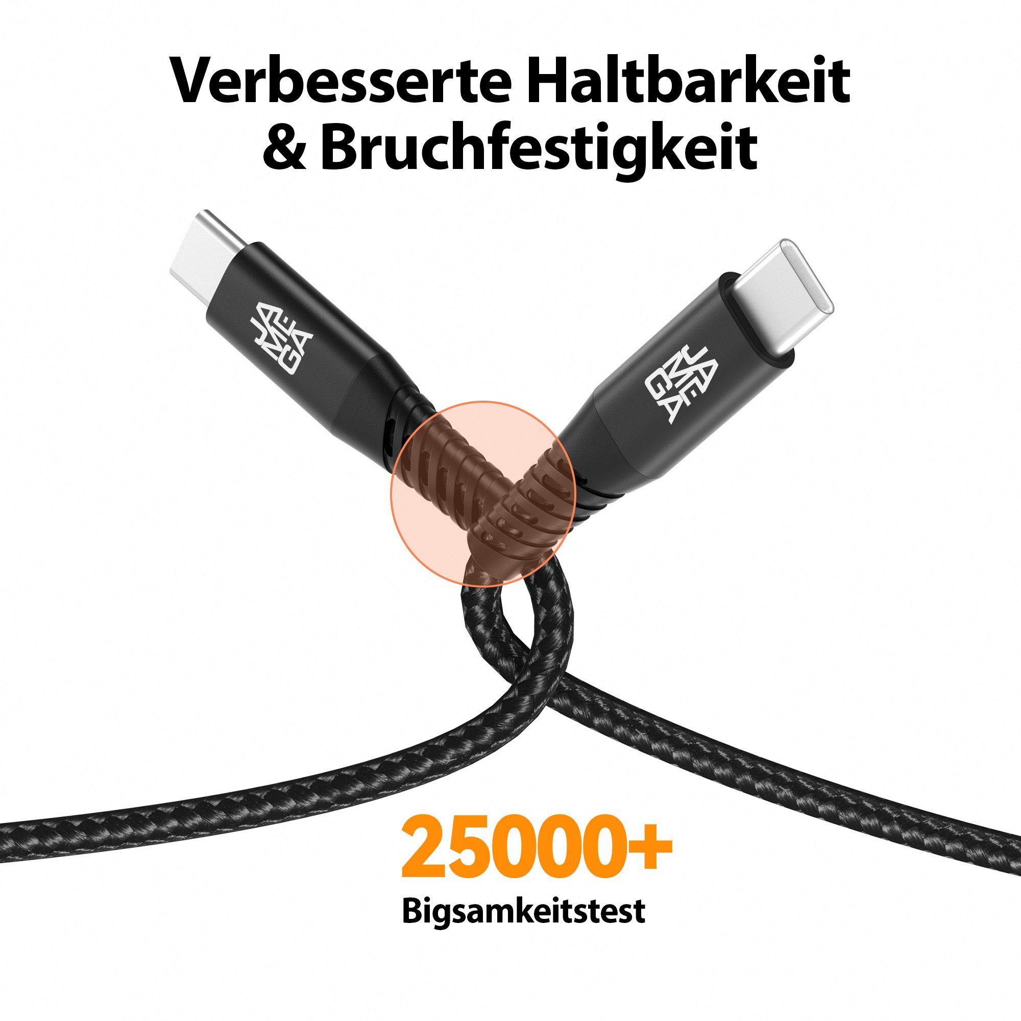 JAMEGA USB-C Kabel 480Mbps 60W Ladekabel Datenkabel für Apple, Samsung, uvm. USB-Kabel, USB Typ C, (50 cm) – Bild 5 von 5