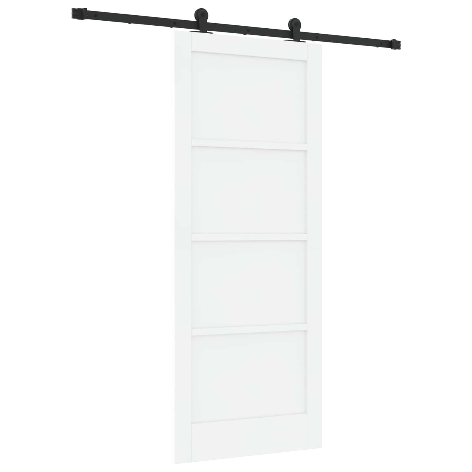 vidaXL Haustür Schiebetür Weiß und Schwarz 83 x 202 cm Massives Kiefernholz (1-St)