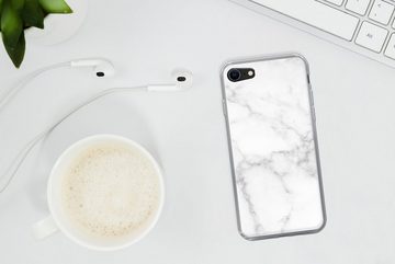 MuchoWow Handyhülle Marmor - Weiß - Grau - Luxus - Marmoroptik - Stein, Handyhülle Apple iPhone 8, Smartphone-Bumper, Print, Handy Schutzhülle