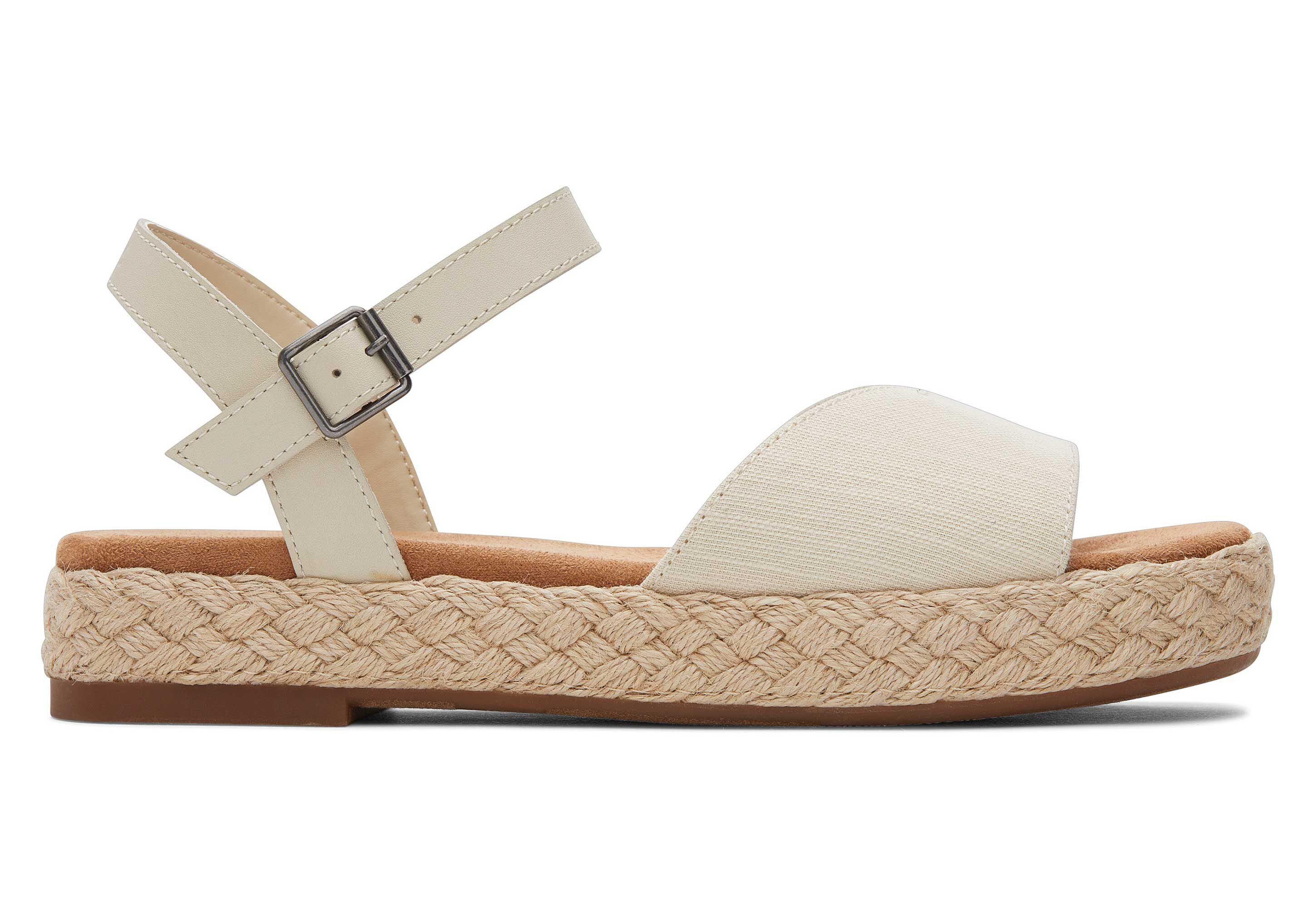 TOMS Abby Naturweiß Flache Espadrille-Sandale Plateausandale