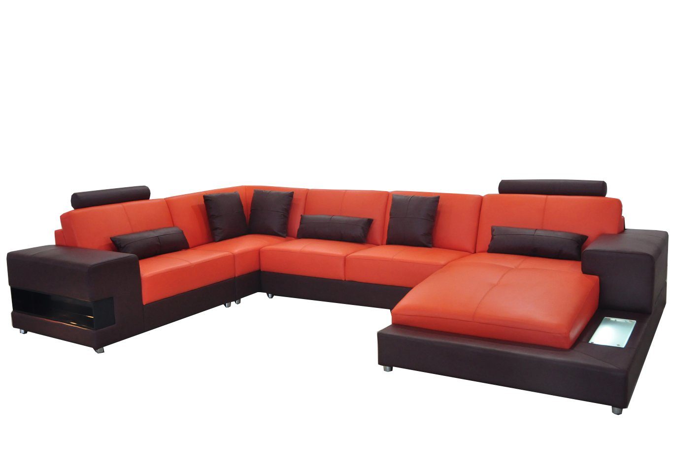 U-Form Sofa Eck Design Wohnlandschaft Ecksofa, Modern Couch Ledersofa JVmoebel