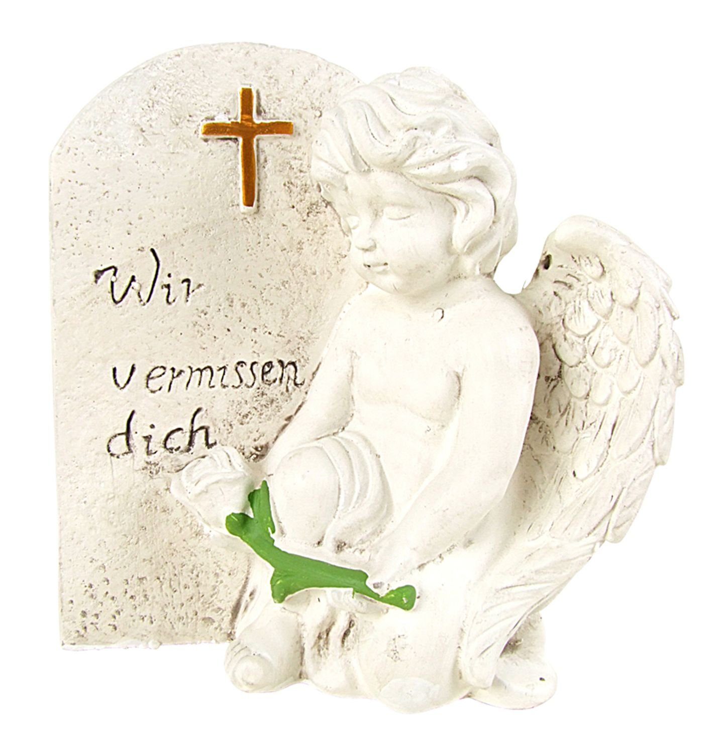 BURI Gartenfigur Grab-Spruchstein Engel mit Rose Höhe 21cm Dekoration Garte günstig online kaufen