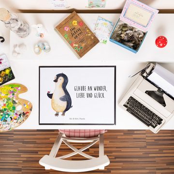 Mr. & Mrs. Panda Schreibtischunterlage Pinguin Marienkäfer - Weiß - Geschenk, Wunder, Schreibunterlage, klei, (1 tlg)