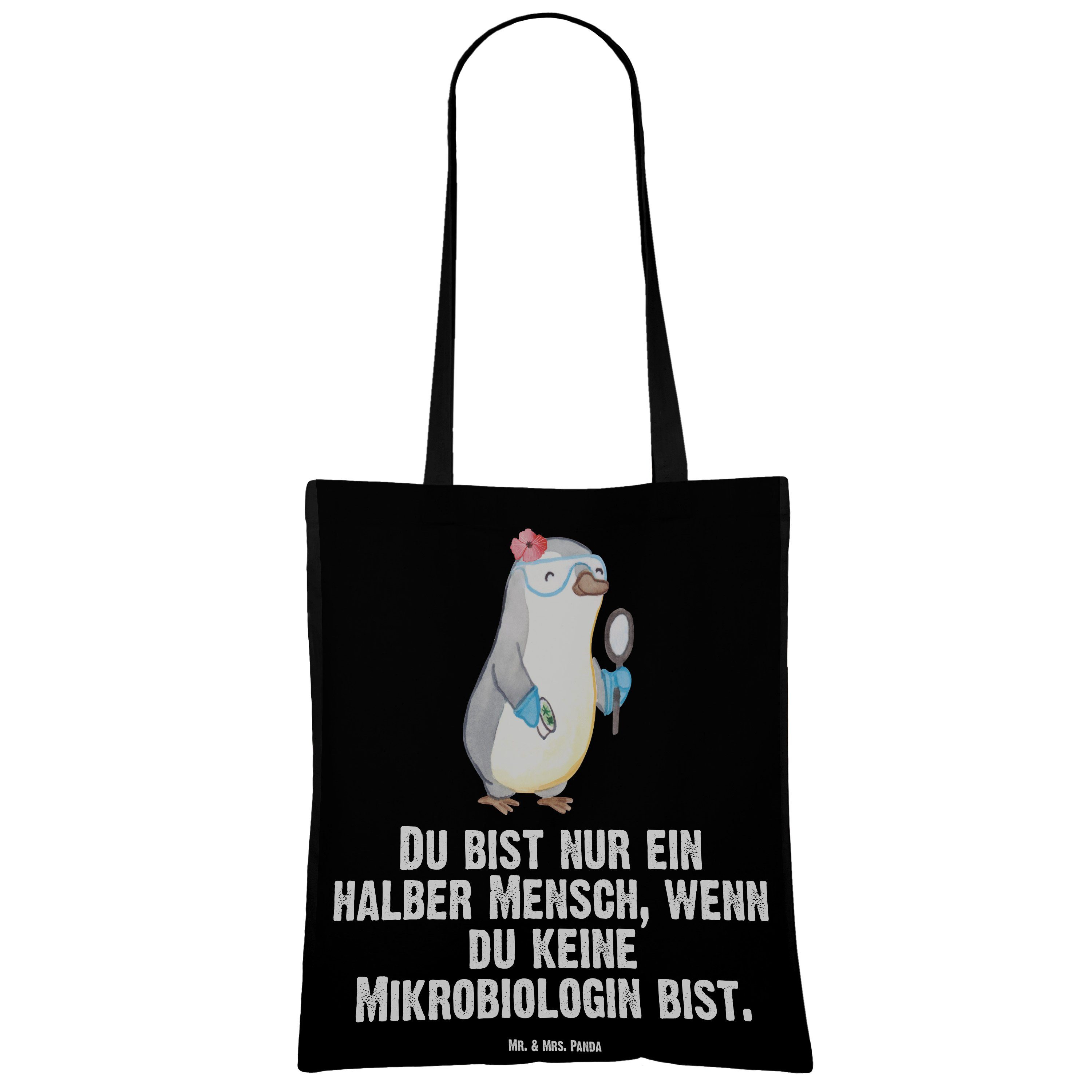 Mikrobiologin Beutel, Schwarz Geschenk, - (1-tlg) Mrs. mit Tragetasche Herz - & Mr. Panda Jutebeutel, Fors