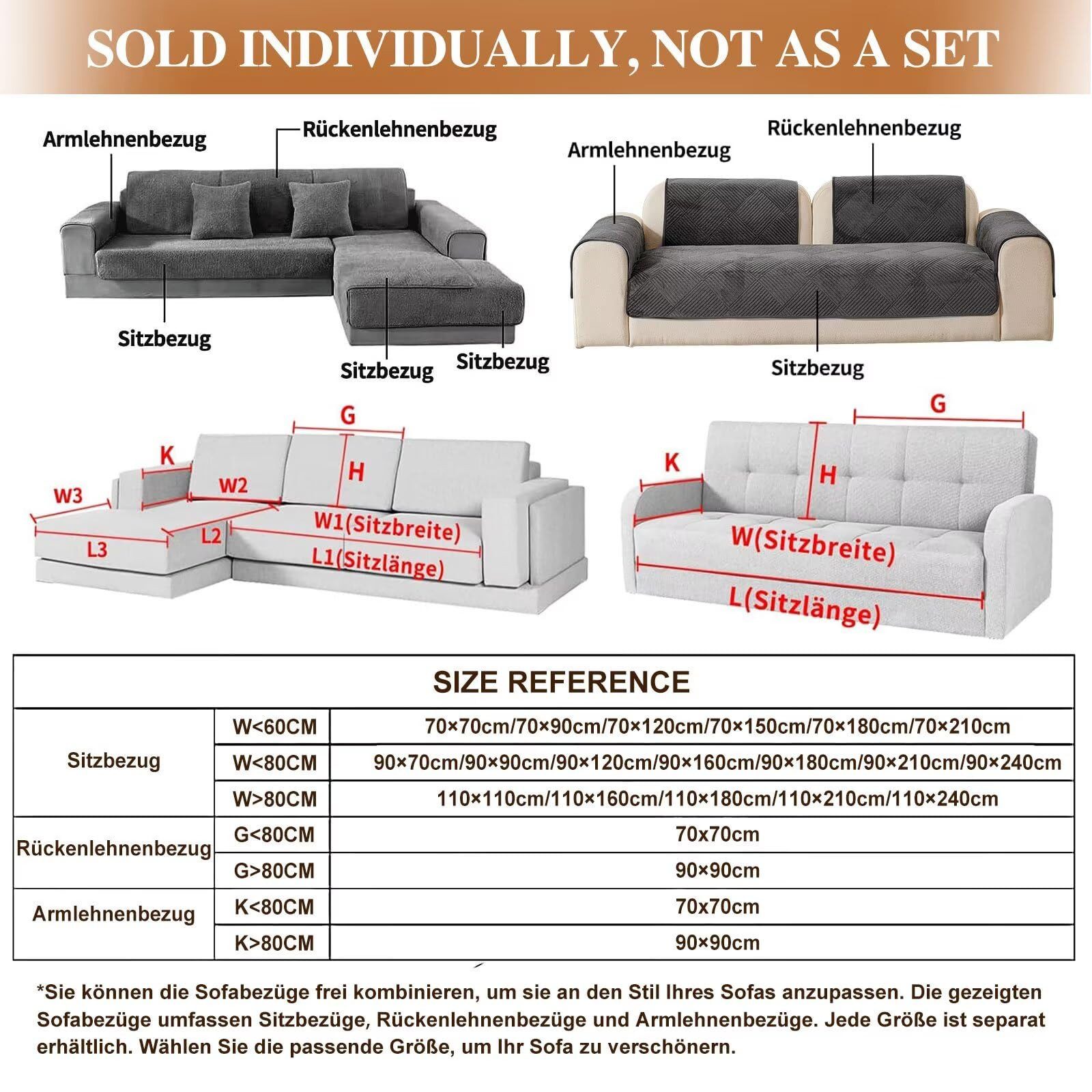 Minicloss Sofabezug 1 2 3 4 Sitzer Sofabezüge Couch Überzug L Form Ecksofa Sofa Couch, Überwurfdecke, Sofahusse Sofaüberwürfe rutschfest Sofa Abdeckung – Bild 4 von 5