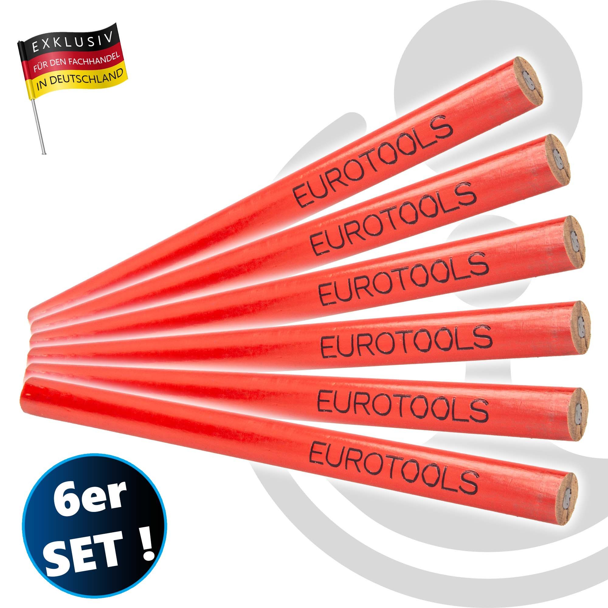 EUROTOOLS Bleistift Zimmermannsbleistifte 6 Stück, 175 mm, oval, kleine Ausführung
