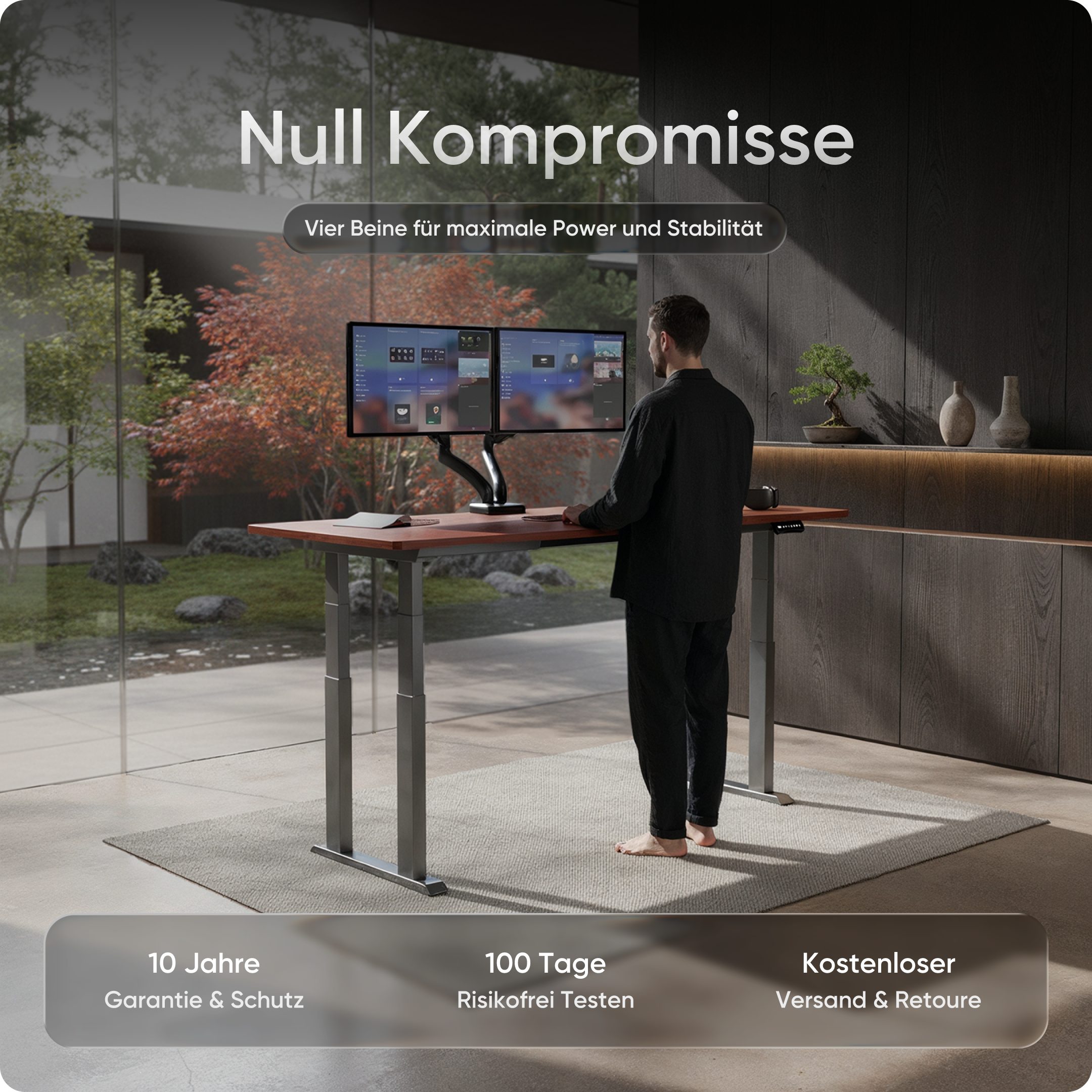 DESKSPACE Schreibtisch TITAN Elektrisch höhenverstellbar mit leisem Dual Motor hohe Traglast (Einzelschreibtisch), leiser Motor unter 50 dB, hohe Tragfähigkeit bis 200 kg