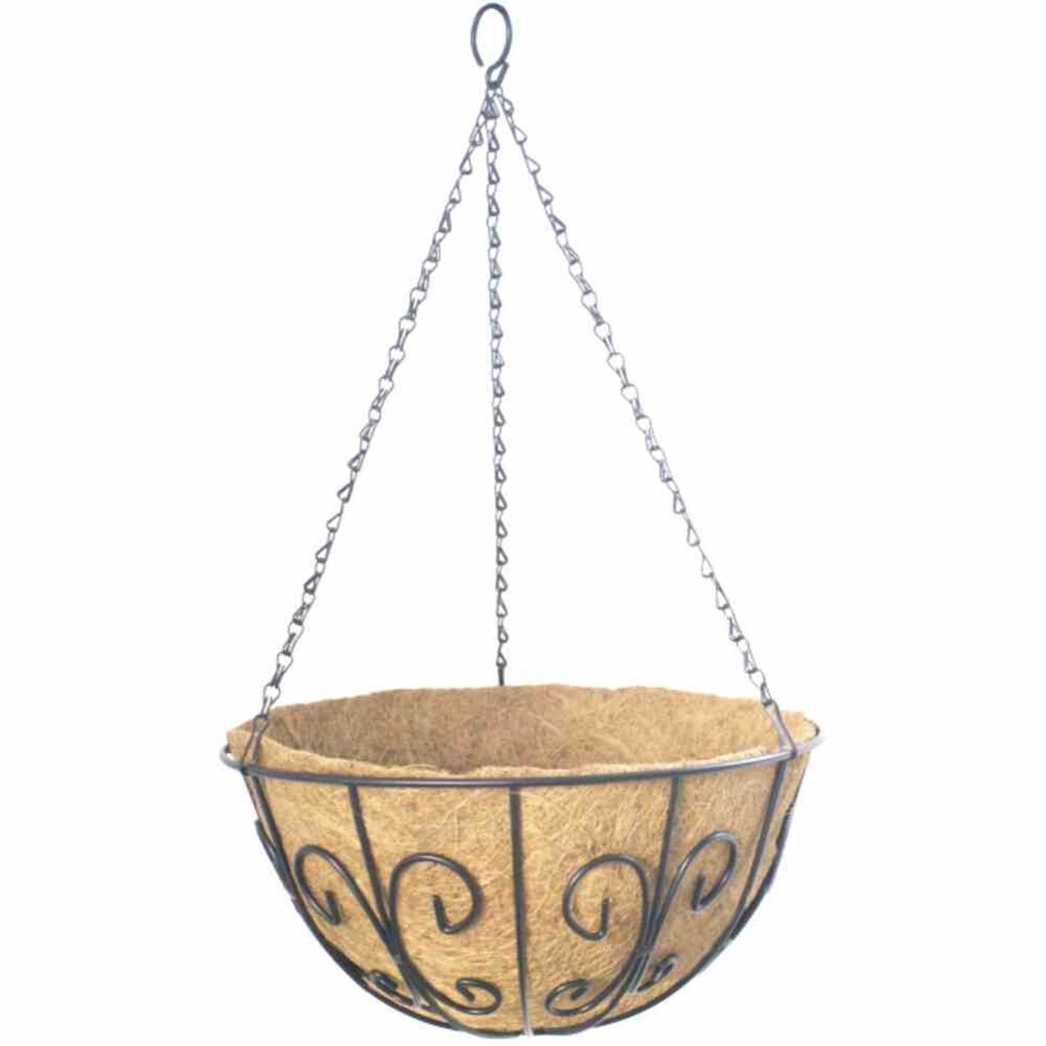 Siena Garden Blumenampel Hängeampel Swirl Ø 35 cm mit Kokoseinlage, Kette und Haken