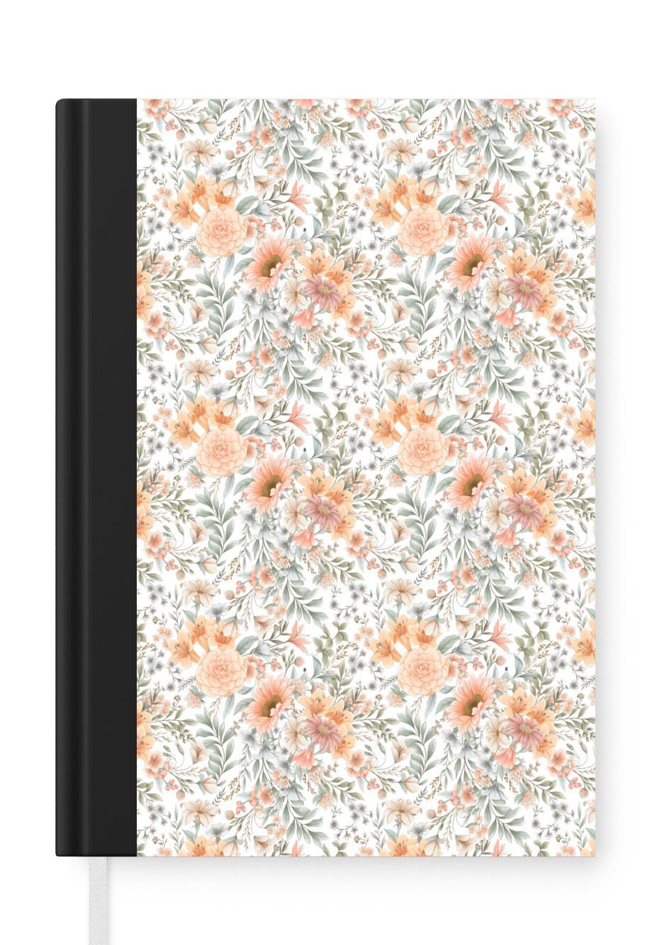 MuchoWow Notizbuch Blumen - Muster - Pastell, Journal, Merkzettel, Tagebuch, Notizheft, A5, 98 Seiten, Haushaltsbuch