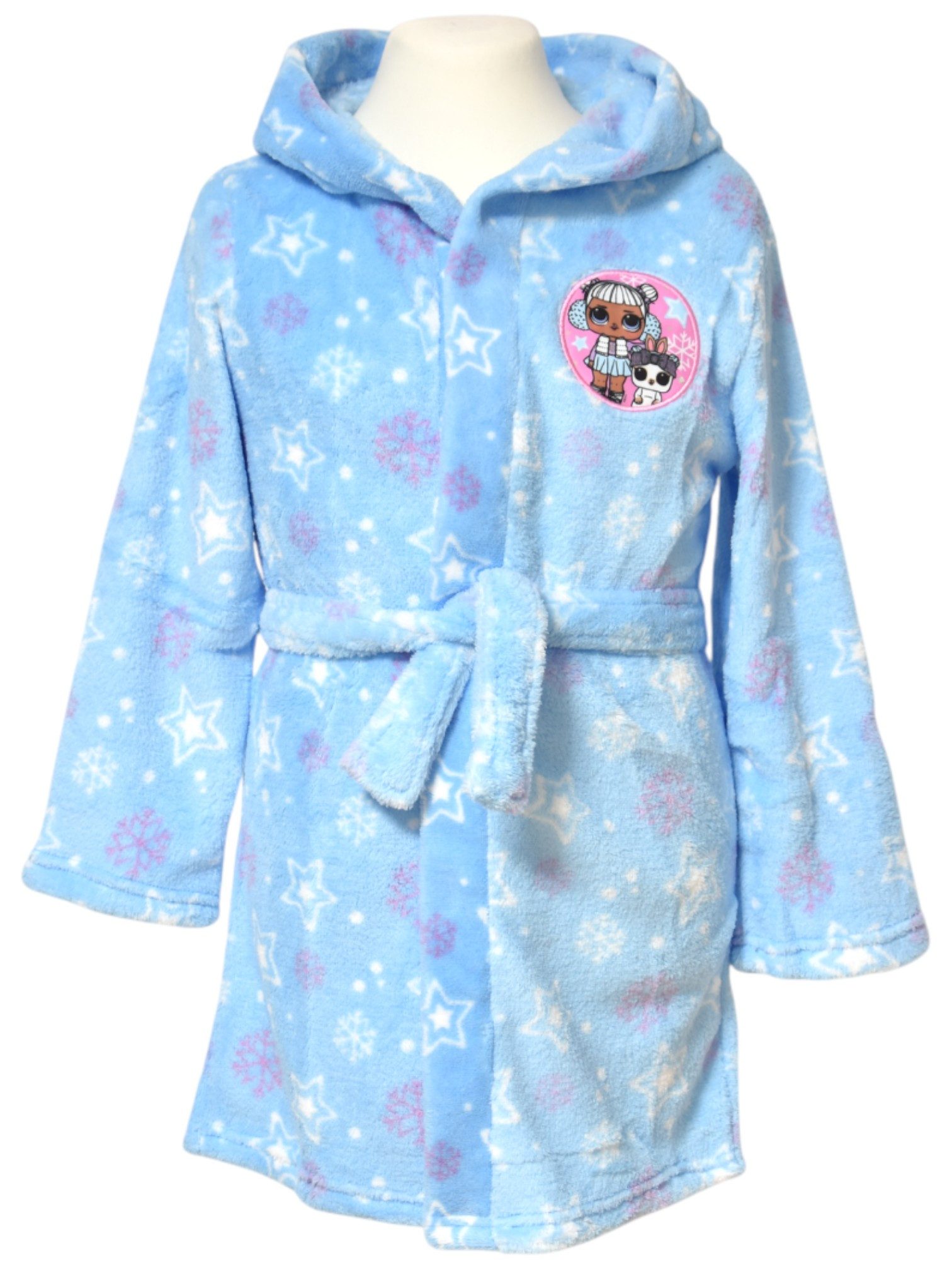 L.O.L. SURPRISE! Kinderbademantel All Over Print, Fleece, mit Kapuze, Bindegürtel, für Mädchen Gr. 92-98 cm