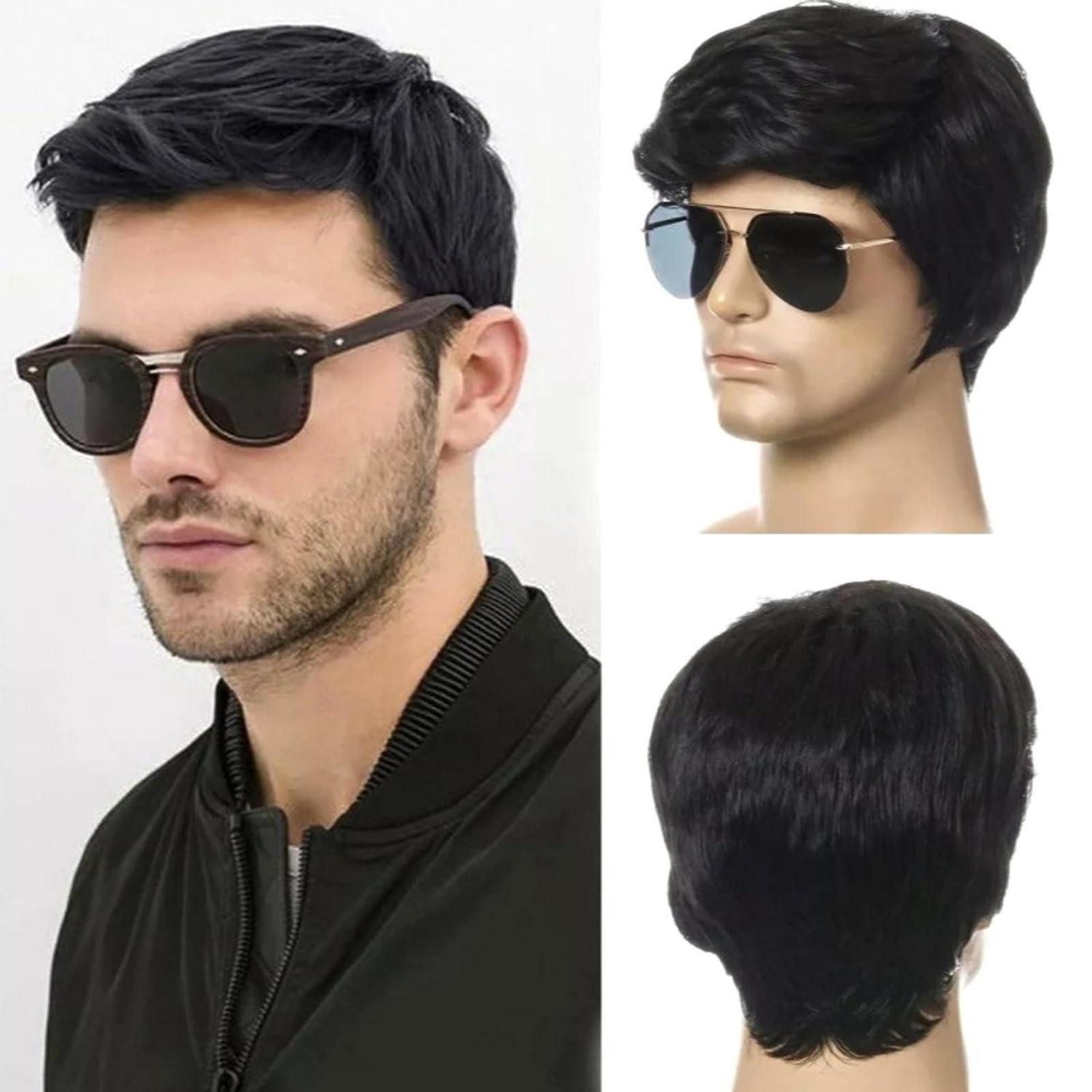 LuxusKollektion Kostüm-Perücke Perücke Herren kurz Layered Wave Synthetik Halloween Schwarz