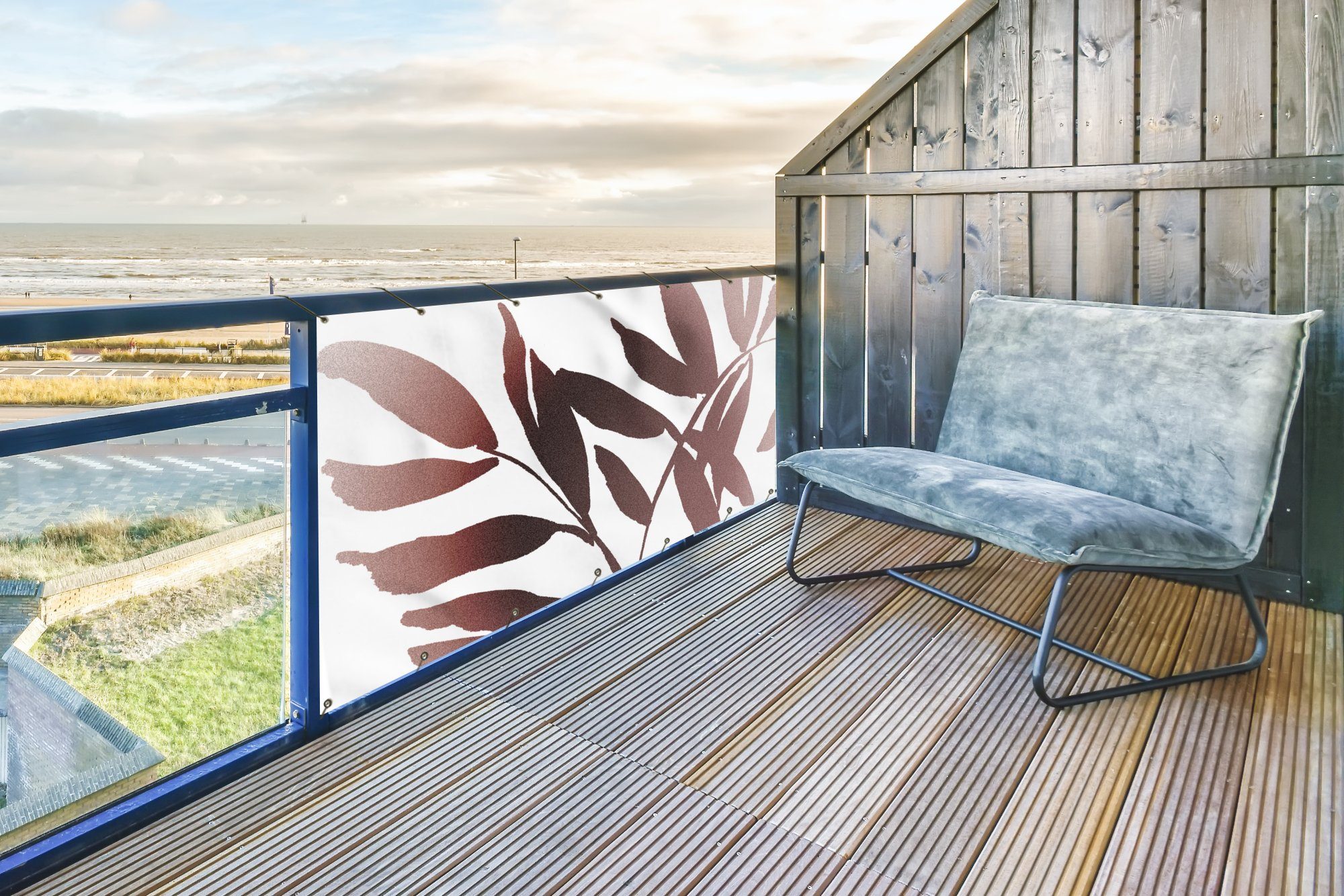 MuchoWow Balkonsichtschutz Blättern - Design - Abstrakt (1-St) Balkon Sichtschutz 90x200, Windschutz für Zaun PVC, 200x90 cm