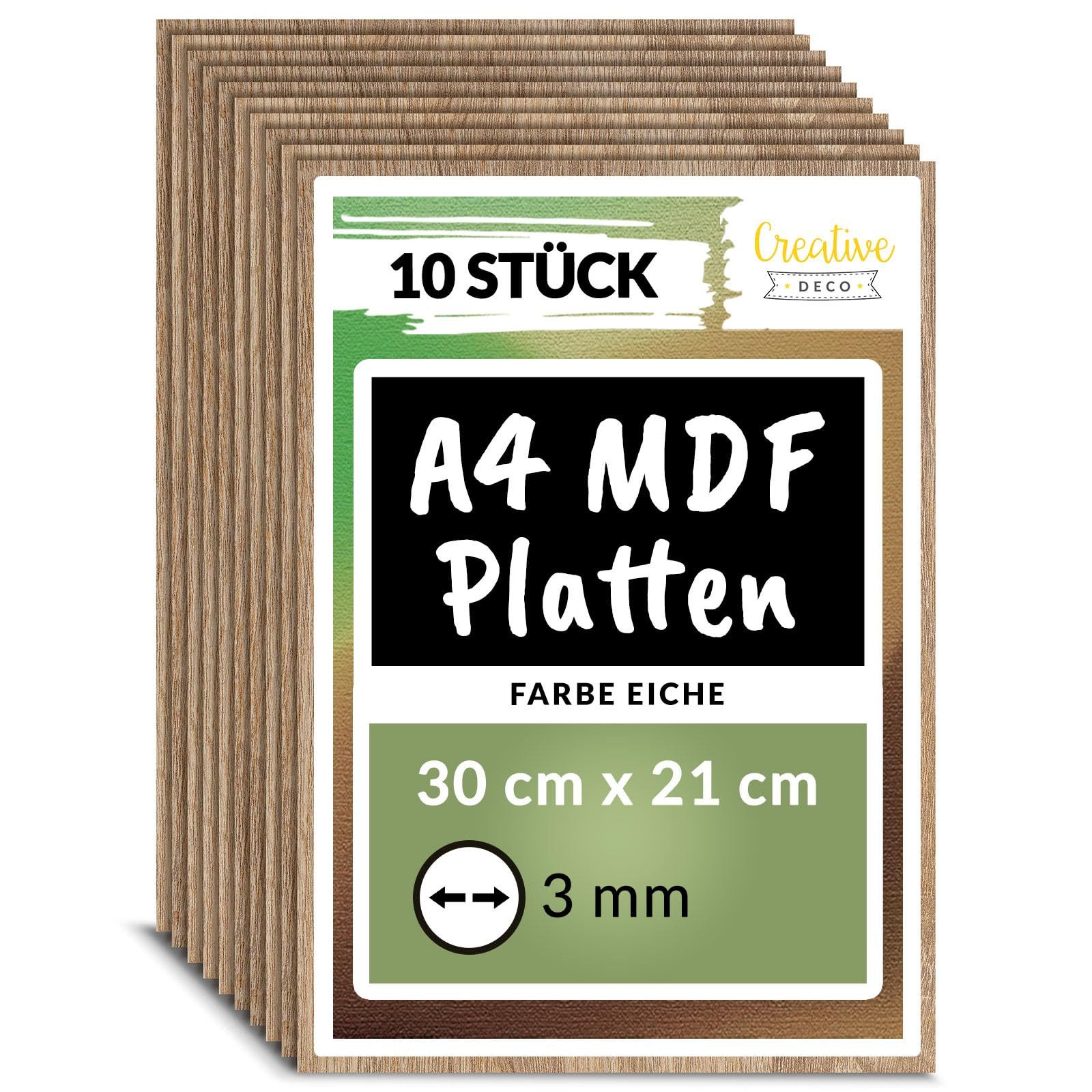 Creative Deco Bastelnaturmaterial A4 MDF Platten, 300 x 210 x 3 mm Dünne Holzplatten, (10-tlg)