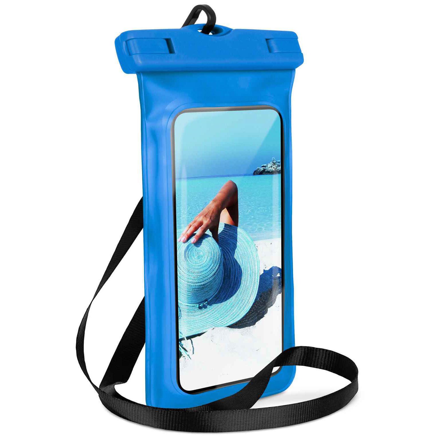 ONEFLOW Handyhülle für Samsung Galaxy S7 Wasserdichte Tasche BeachBag Blau 5,1 Zoll, Hülle mit Touch Kamera Fenster IPX8 Unterwasser-Tasche zum Schwimmen