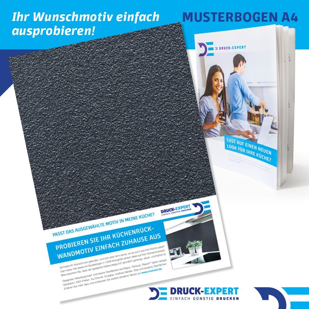 Küchenrückwand Hart-PVC 0,4 Premium Küchenrückwand Graphit selbstklebend Schwarz DRUCK-EXPERT mm