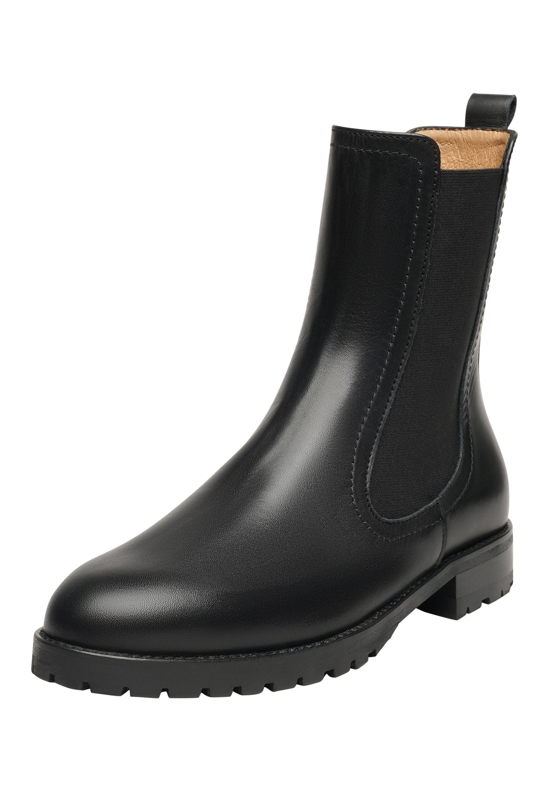 Eva Businessschuh CB Boots handgefertigt, Leder Henry Chelseaboots Damen Stevens Stiefelette Schwarz