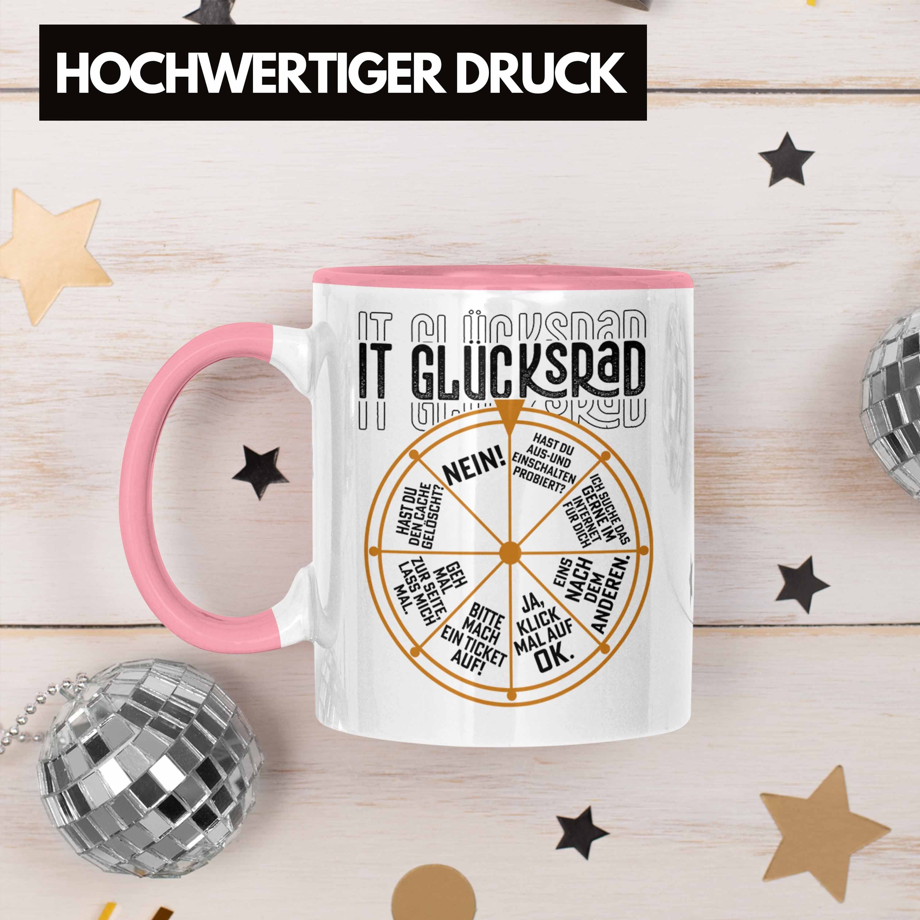 IT Tasse Rosa Tasse Fachinformati Techniker IT Spruch Trendation Geschenk Lustiger Glücksrad