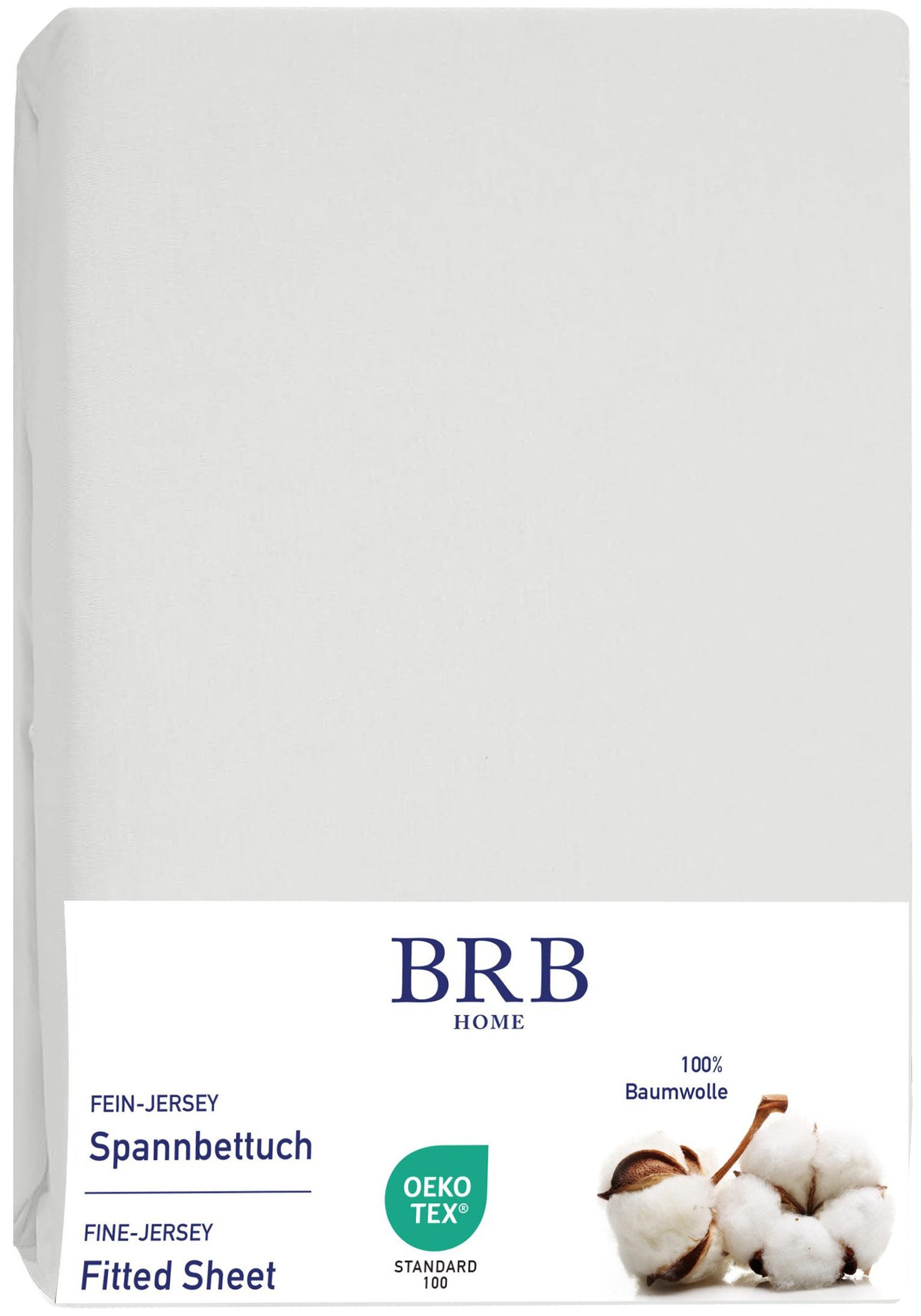 BRB HOME Spannbettlaken Spannbettuch Jersey Baumwolle Bettlaken Betttuch Modern, Gummizug: Rundum, 90x200 cm, 100% Baumwolle, Atmungsaktiv, Pflegeleicht, Waschbar