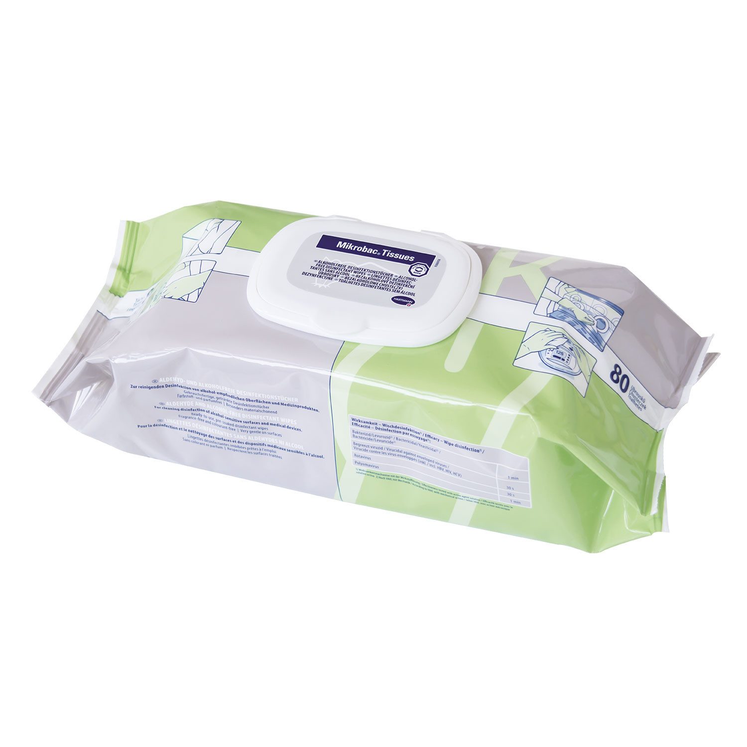 PAUL HARTMANN AG Mikrobac® Tissues Flow Pack - 80 1x80 Stück Oberflächen-Desinfektionsmittel
