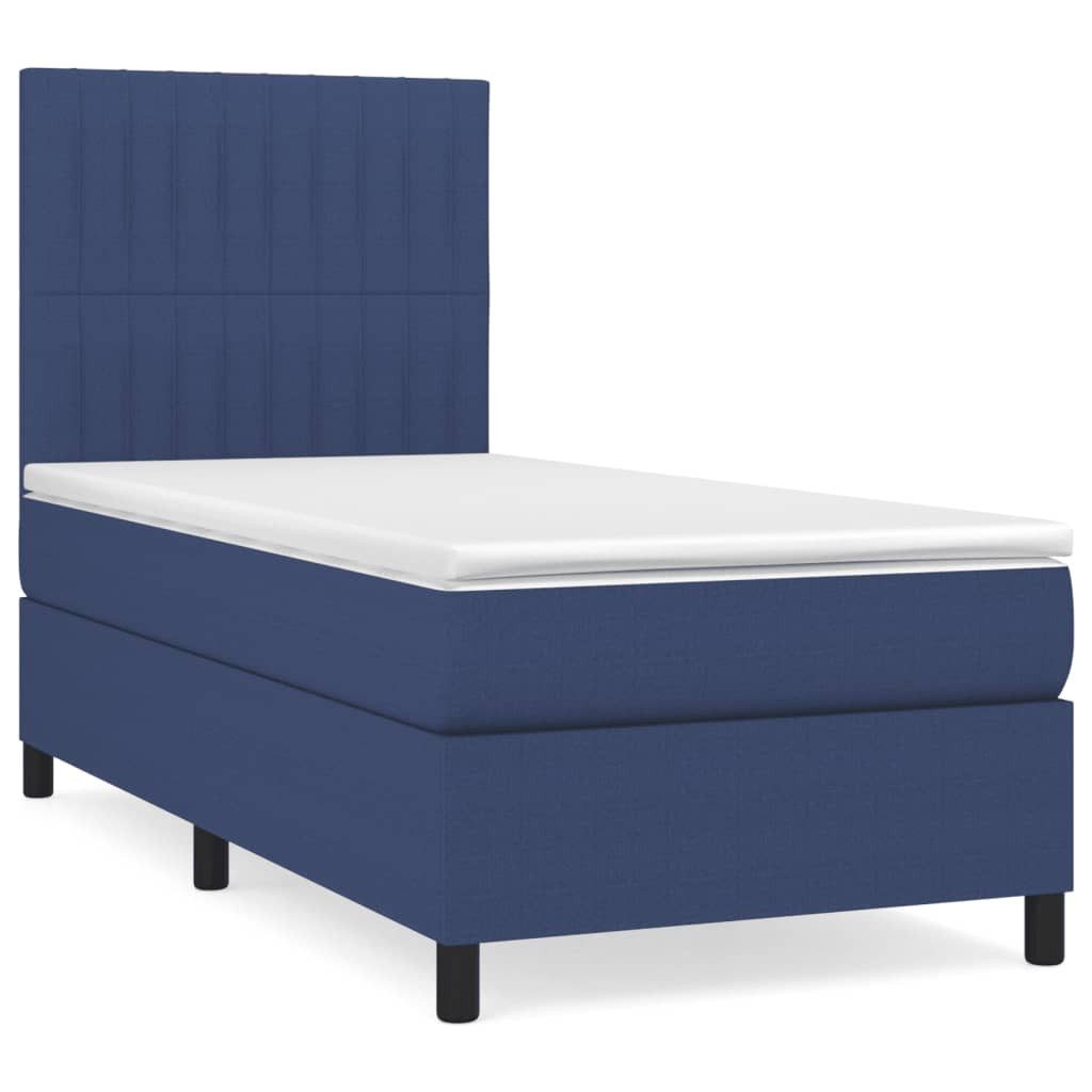 vidaXL Boxspringbett, Boxbett mit Matratze Blau 90x200 cm Stoff günstig online kaufen