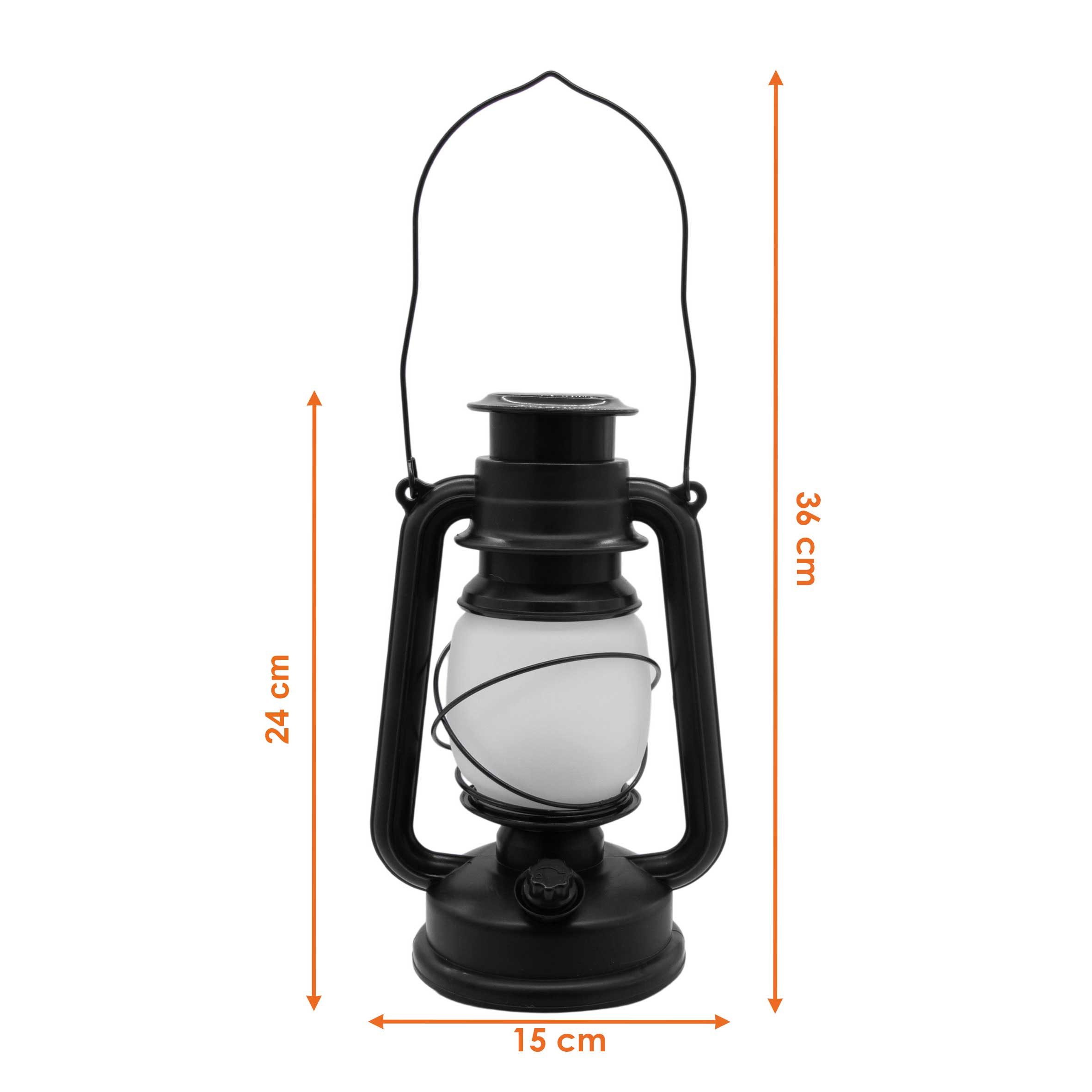 Spetebo LED Laterne Solar Vintage Sturmleuchte schwarz zum Hängen oder Stellen, Dämmerungssensor, LED fest integriert, warm weiß, Retro LED Laterne in Petroleumlampe Design