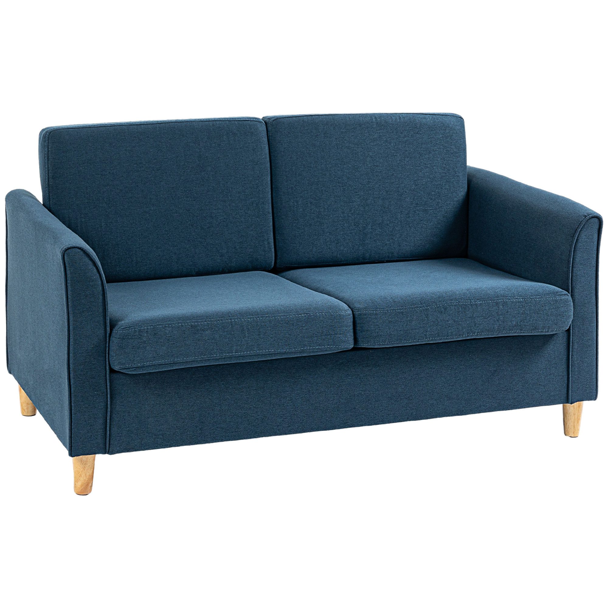 HOMCOM 2-Sitzer Couch mit Holzbeine, Leinenoptik, günstig online kaufen