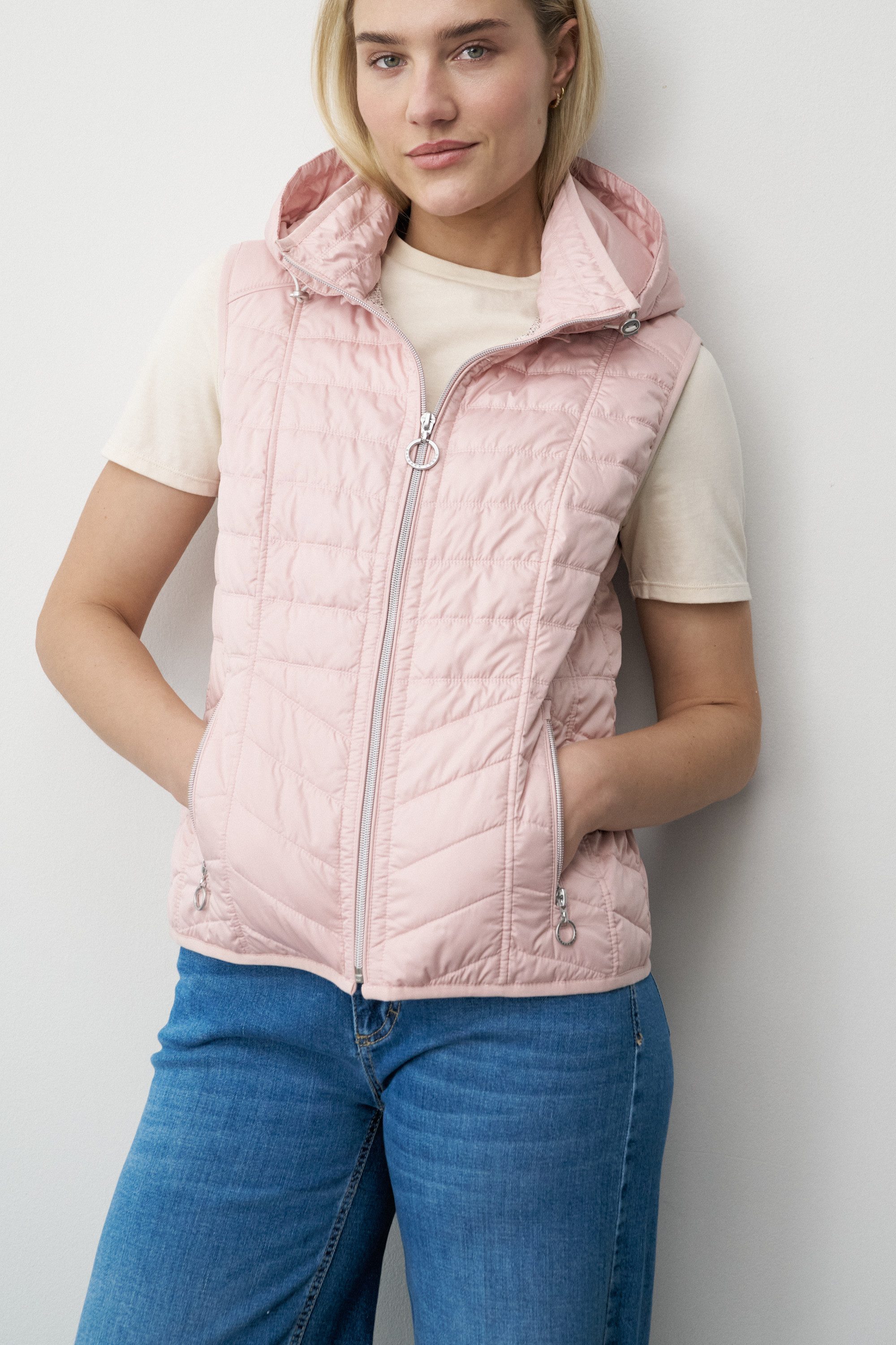 Barbara Lebek Steppweste moderne Steppweste oder Gilet für Damen mit Kapuze