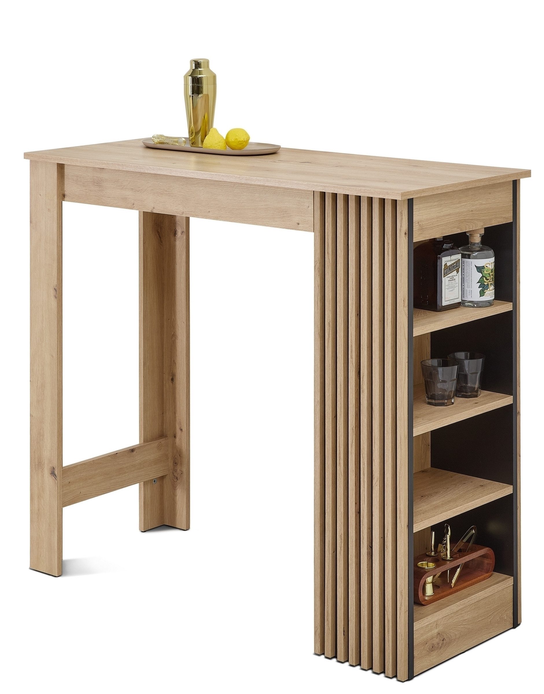 PREISBRECHER Bartisch Mojito, in Artisan Eiche Dekor, schwarz - 115x103x50cm (BxHxT)